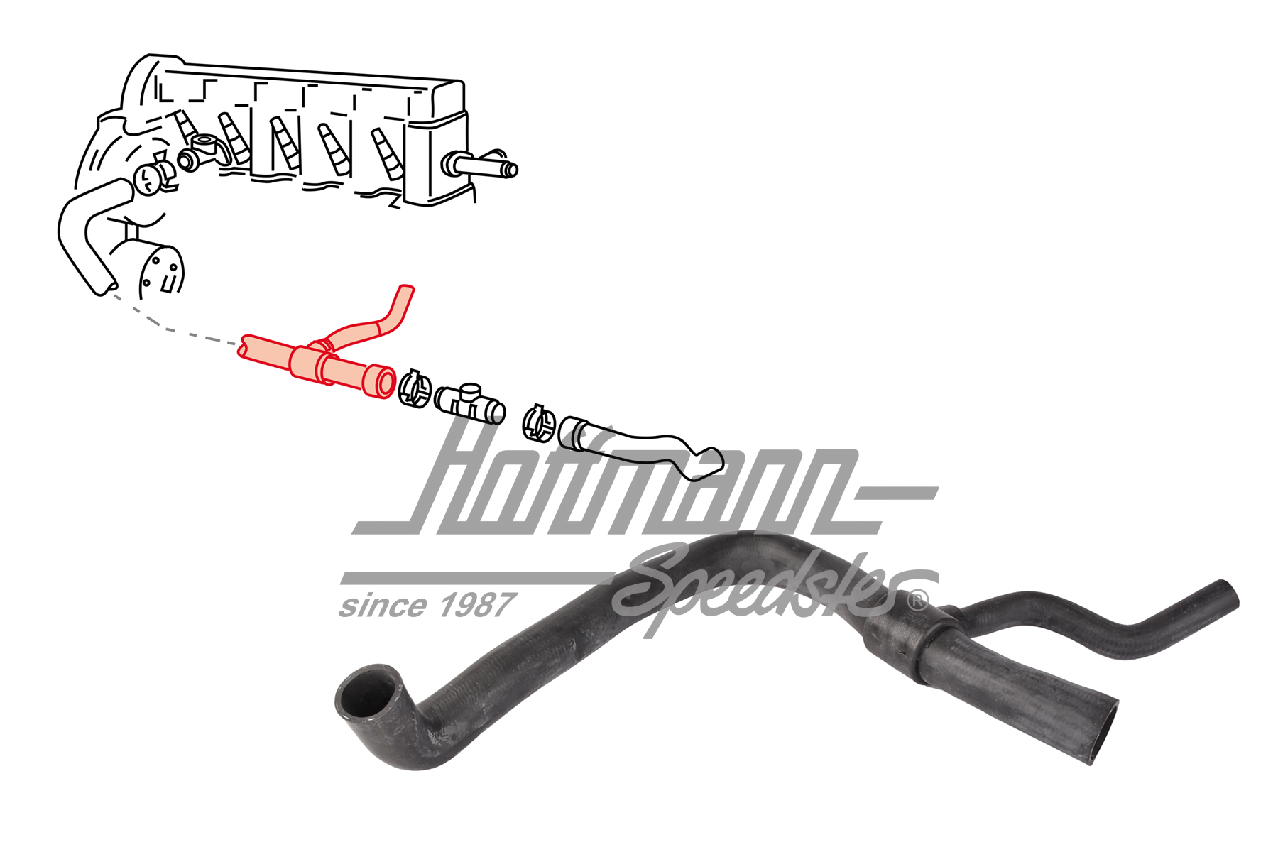 Cooling-water hose, 2.4-2.5, 9.90-12.95 | 074 121 101 M | 401-1930-65