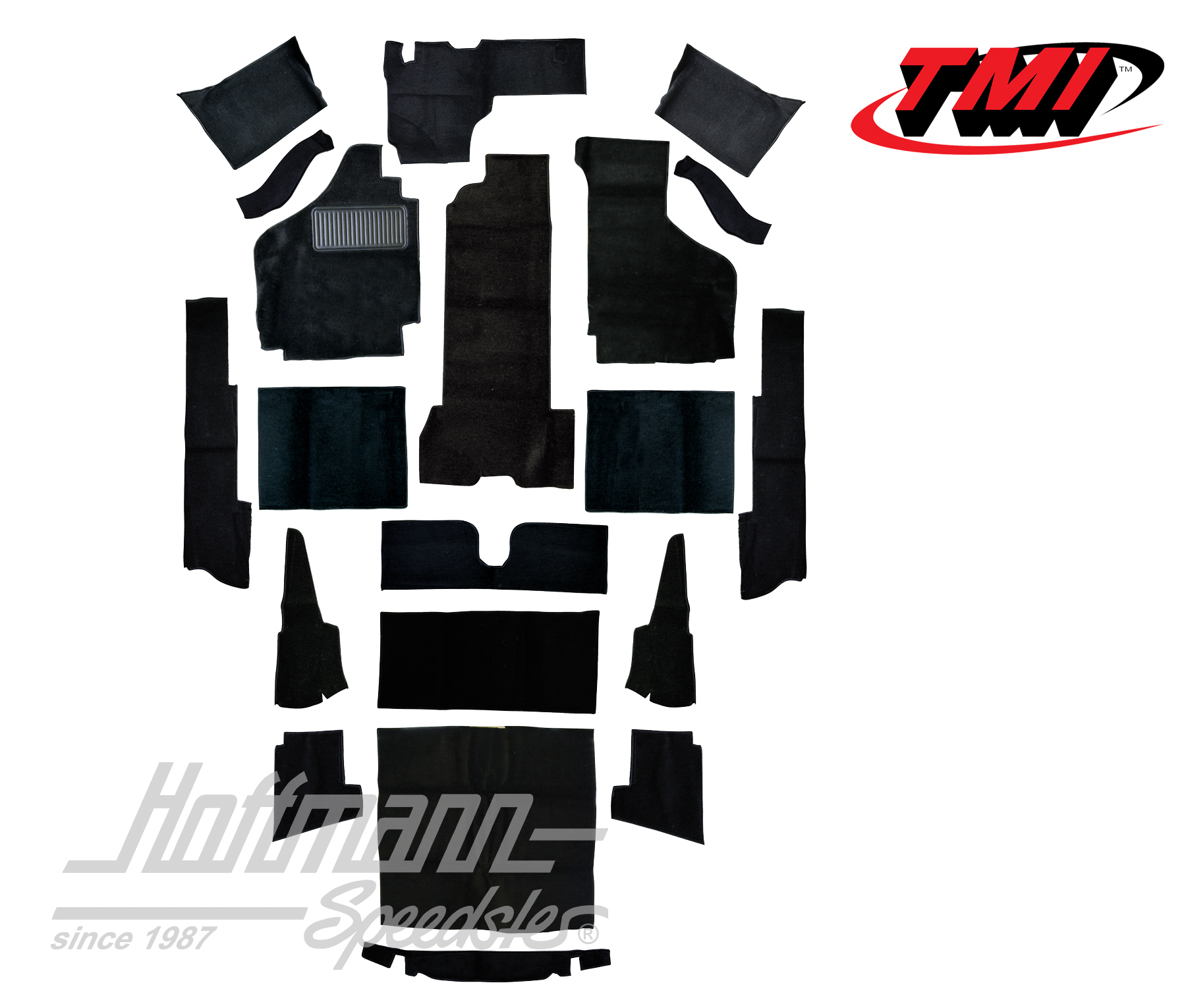 Carpet kit, Karmann Ghia Convertible, 8.68-, black | 34-F1626-801 | 066-0049-50