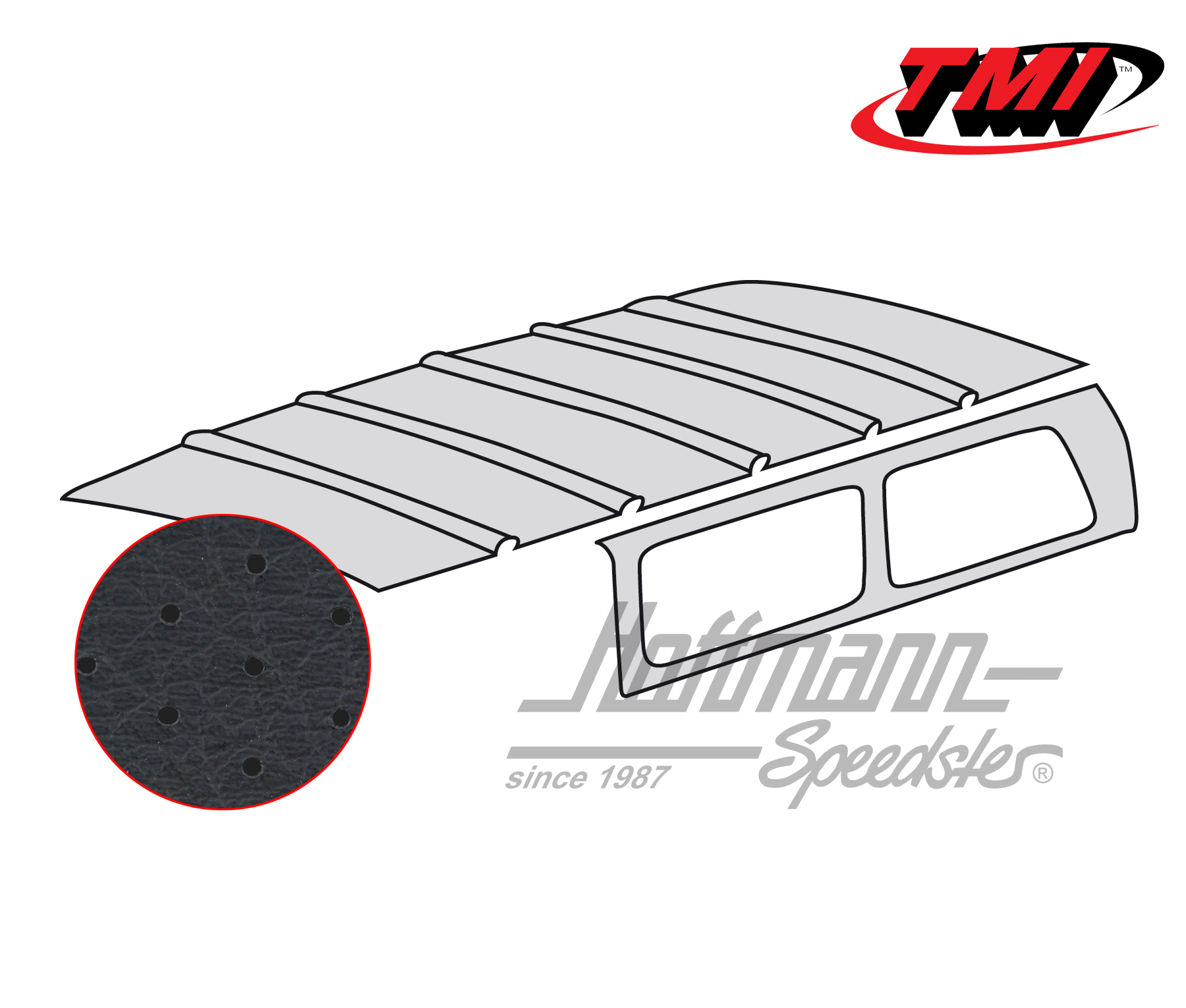 Headliner, Bus T2, 71-79, black perforated | 20-2104-45 | 098-0054