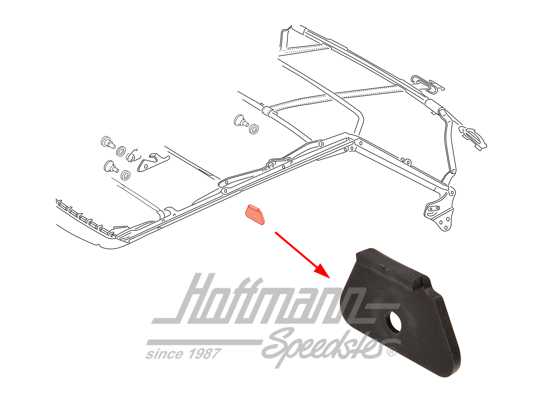 Cover, convertible top linkage, middle | 155 871 411 | 180-4048-20