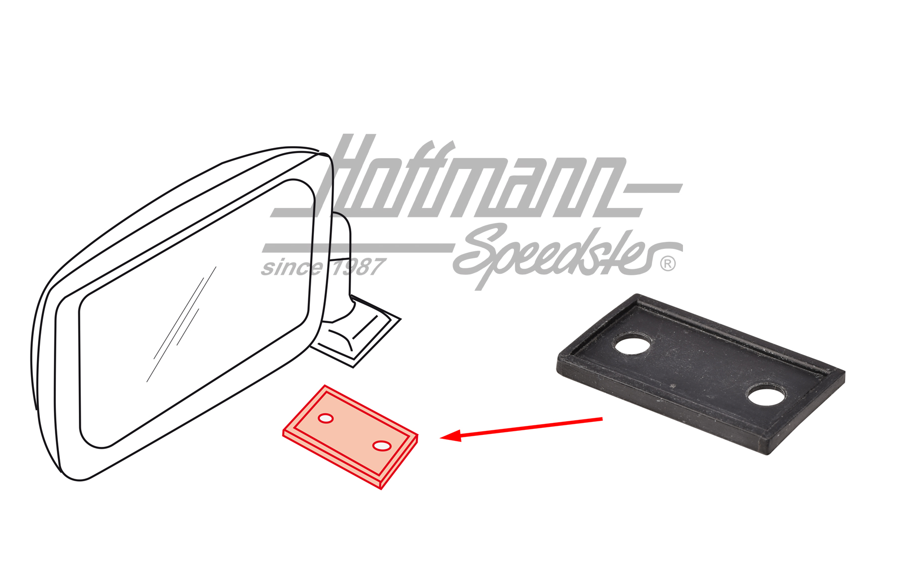 Seal, rearview mirror, Porsche 914 | 914 731 116 10 | 600-8382