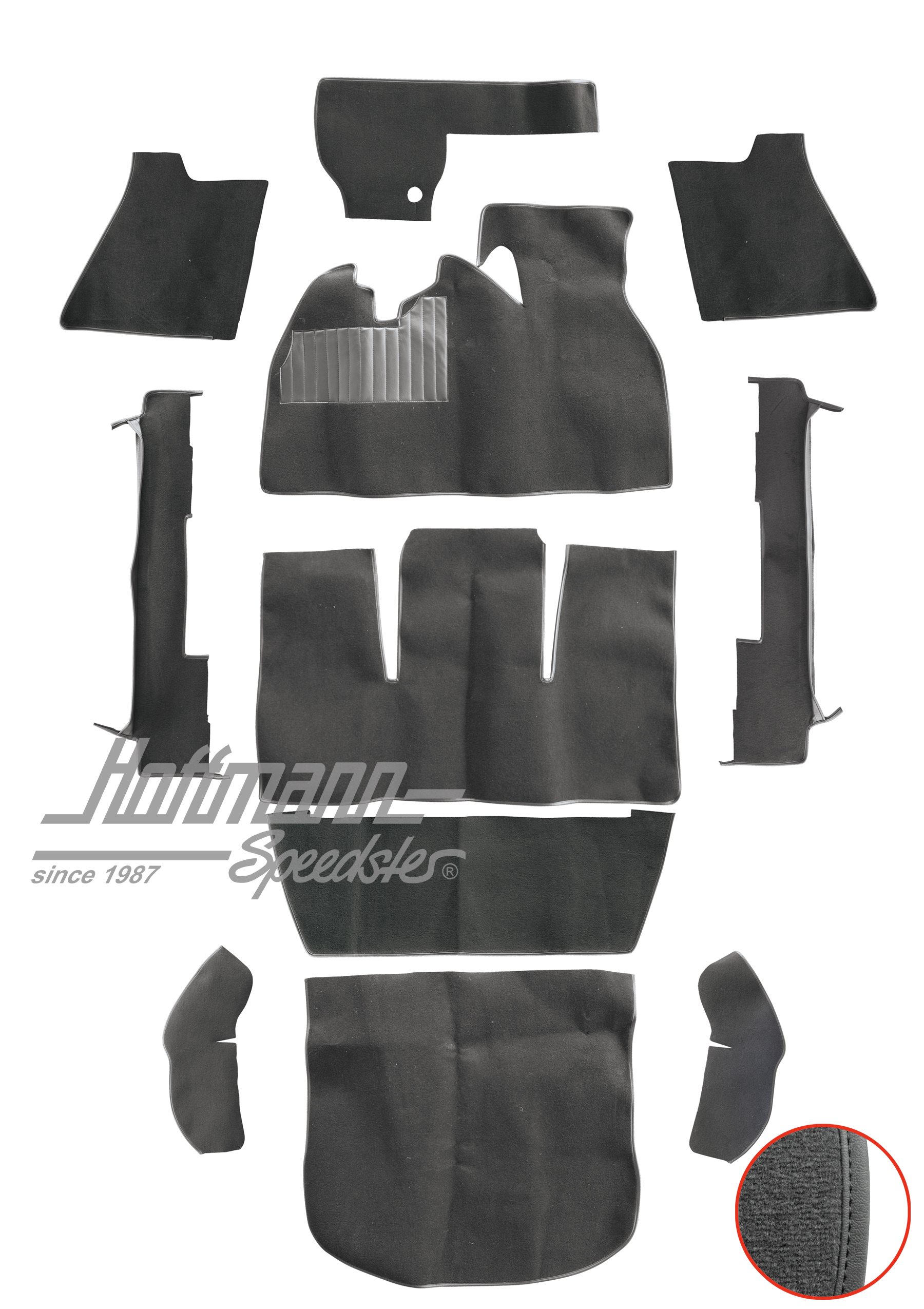 Carpet kit, Beetle Sedan, 1302, charcoal |  | 026-5622