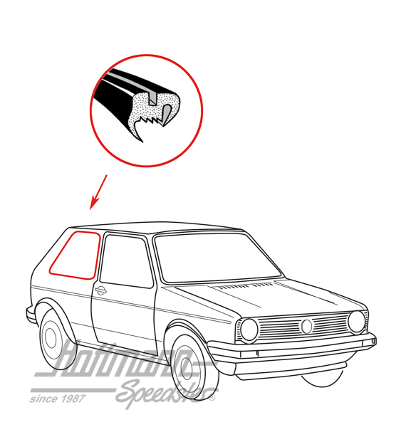 Side window seal, Golf 1, rear, right | 171 845 322 | 180-7072