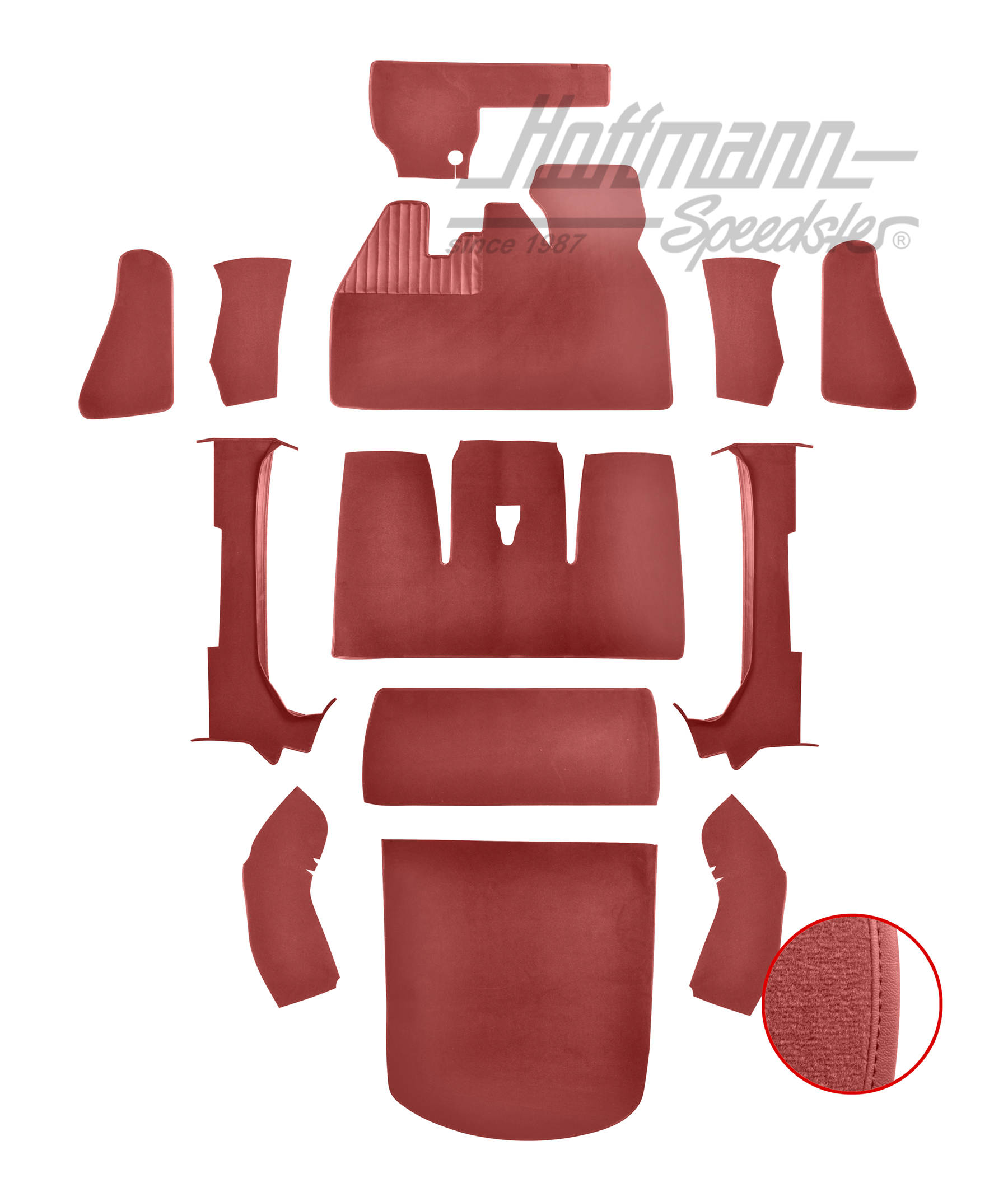 Carpet kit, Beetle Convertible, 1302, light red |  | 026-6027