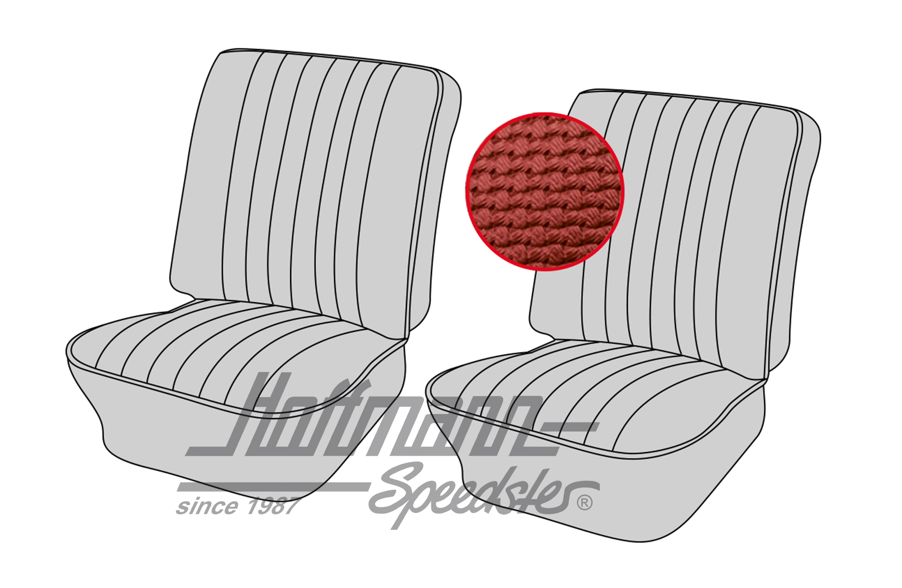 Seat upholstery, front, Type 3, 4.61-7.64, red | 43-3001-07 | 069-9600-07