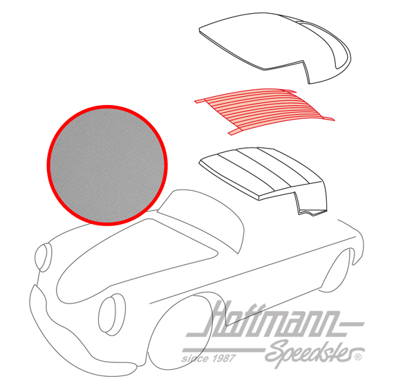 Convertible-top cushion, 58-65, border grey                                                         