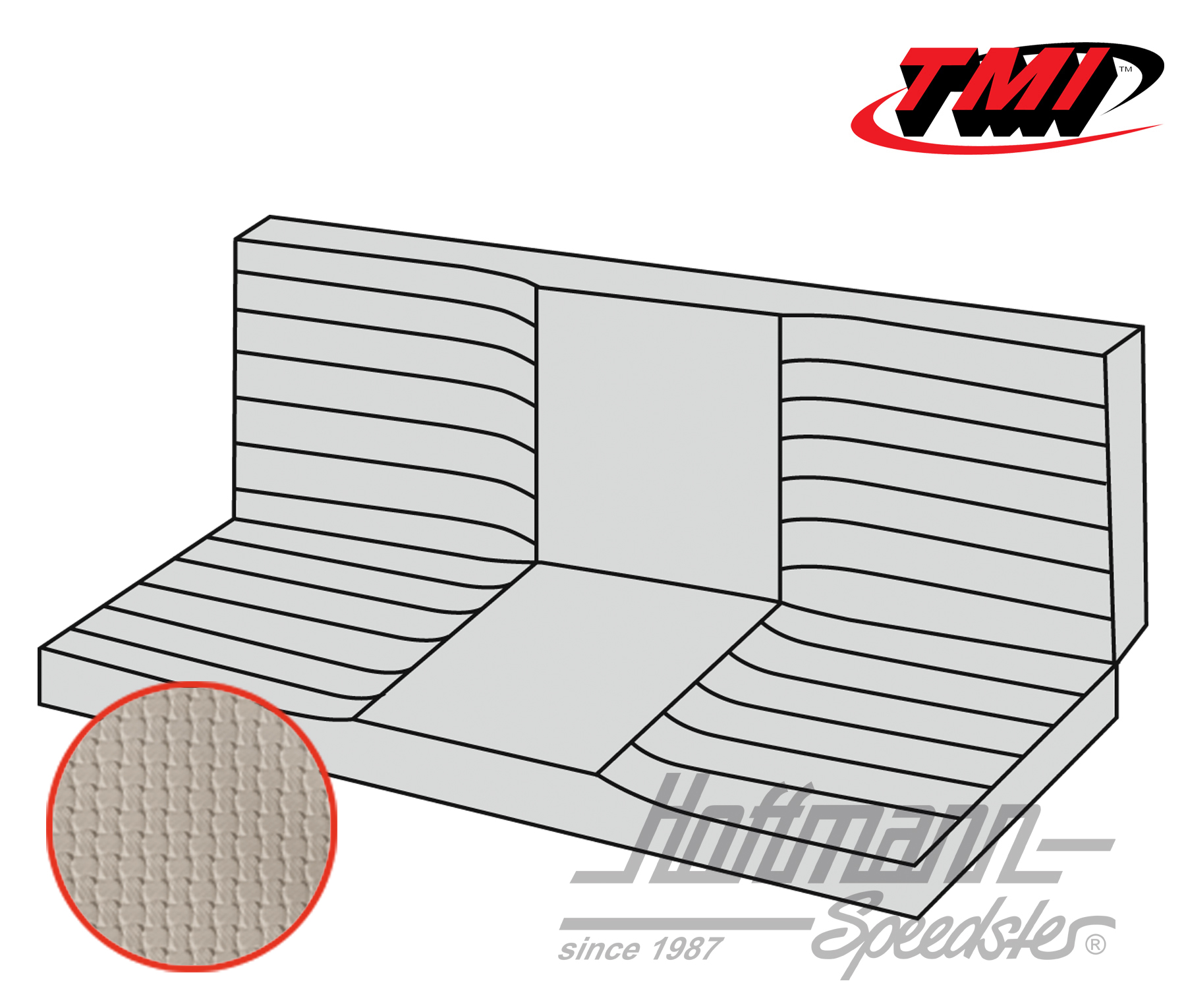 Seat-bench upholstery, Karmann Ghia Conv., 71-74, off-white | 43-1612-05 | 066-0085-50