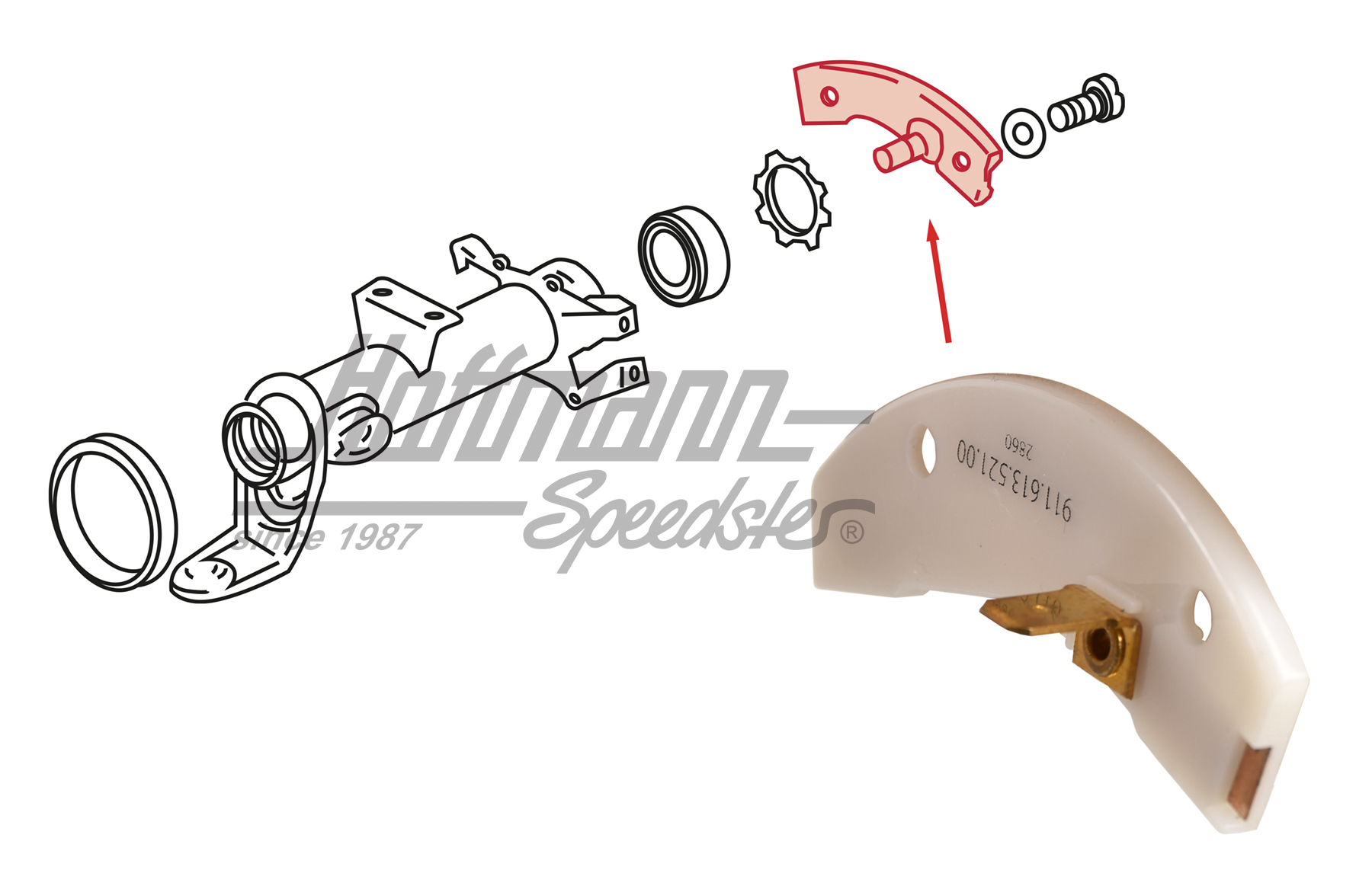 Sliding contact, horn, Porsche 911, 74-89                                                           