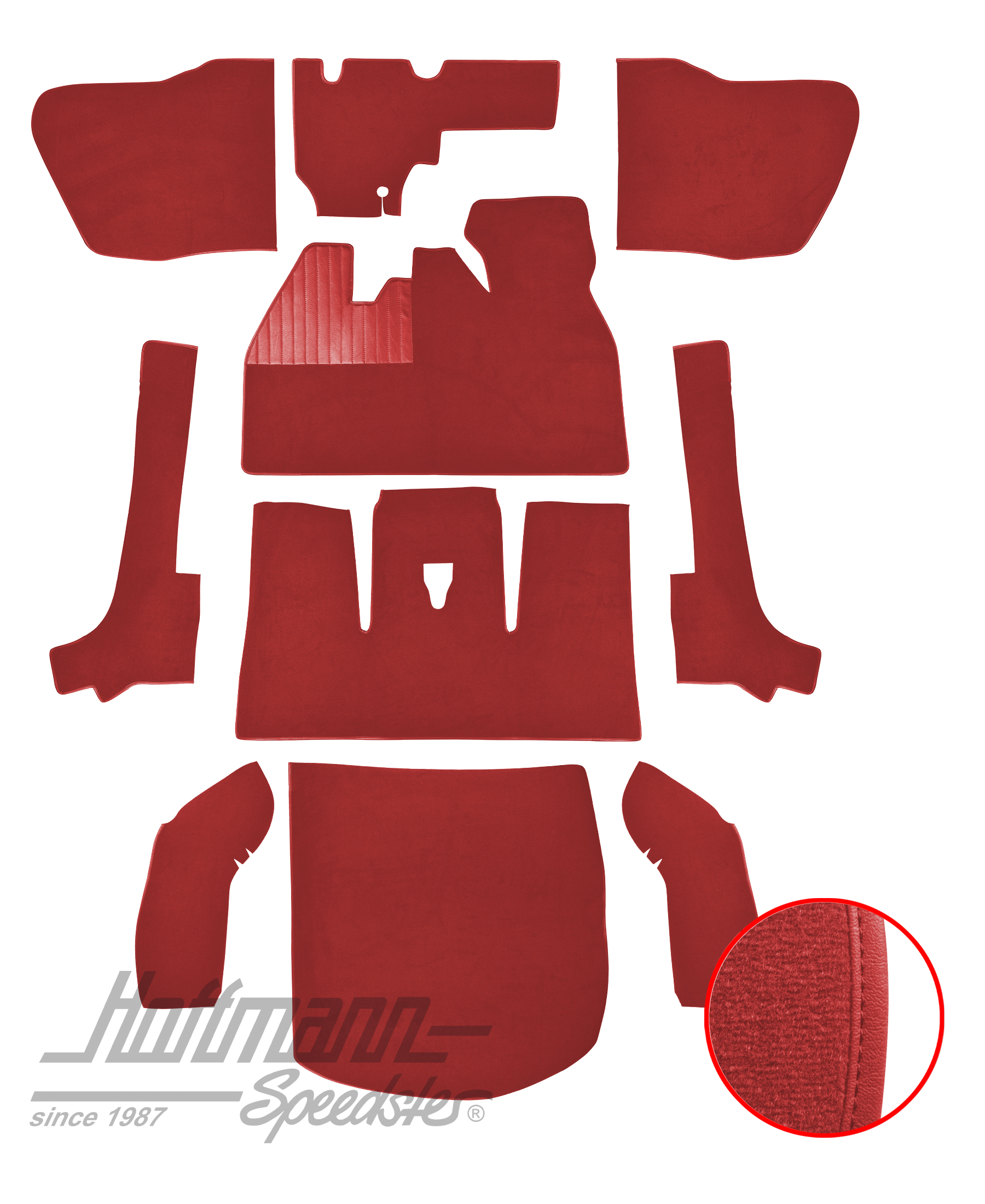 Carpet kit, Beetle Convertible, 8.66-7.70, light red |  | 026-5927