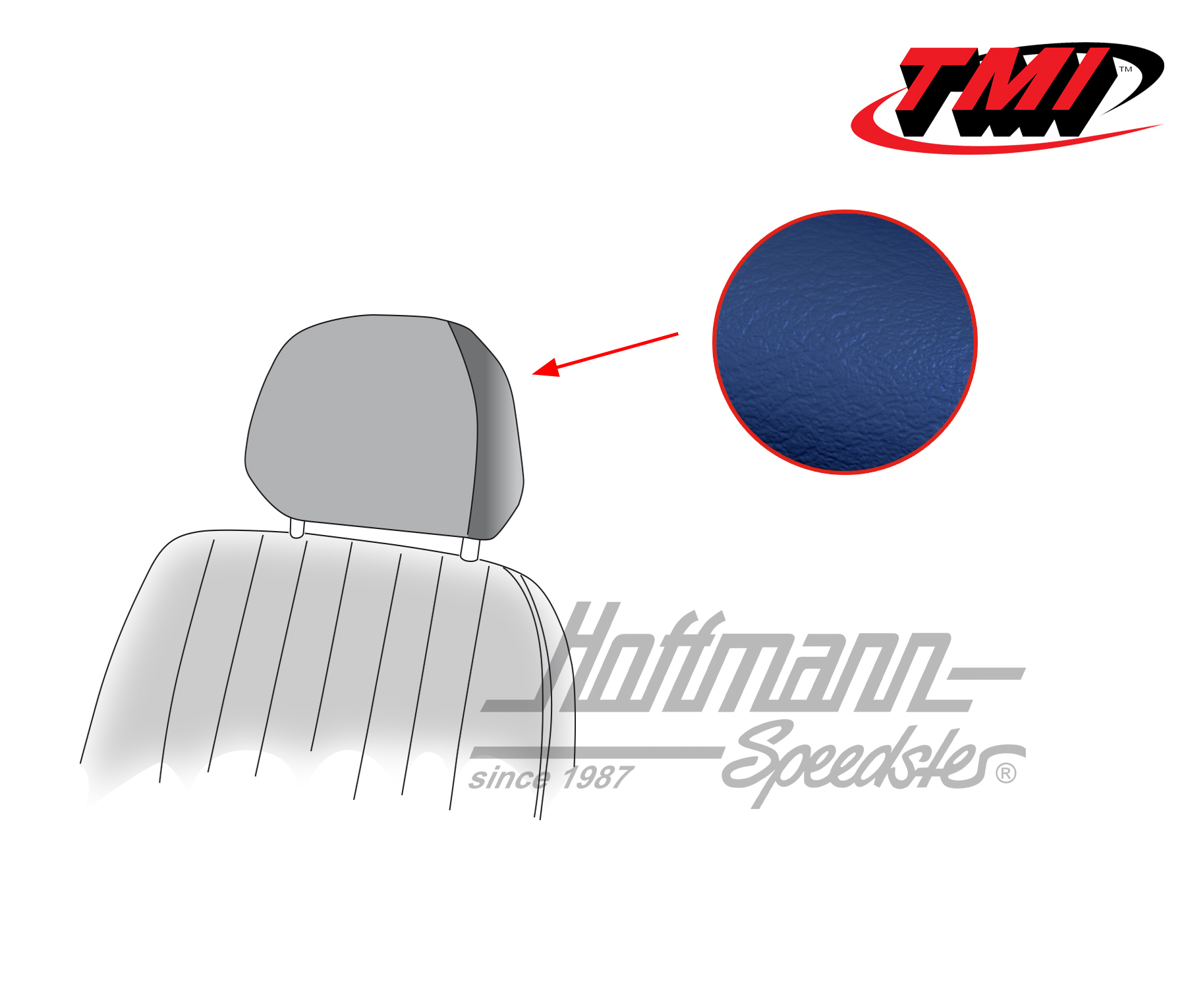 Headrest covers, Karmann Ghia, 69-74, blue | 43-1530-18 | 066-0079-20