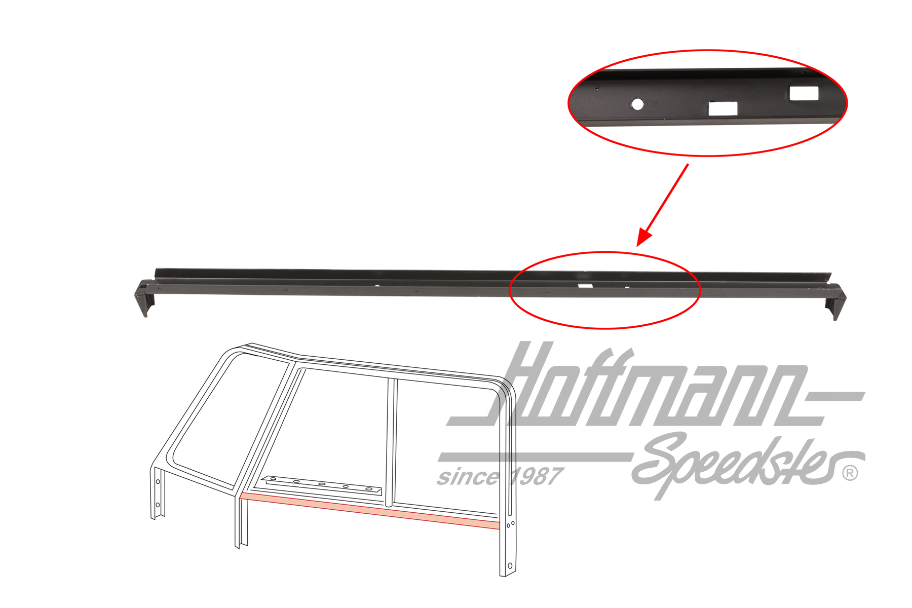 Window guide, lower, Bus T1, 55-67, right | 211 837 388 | 089-4584-12