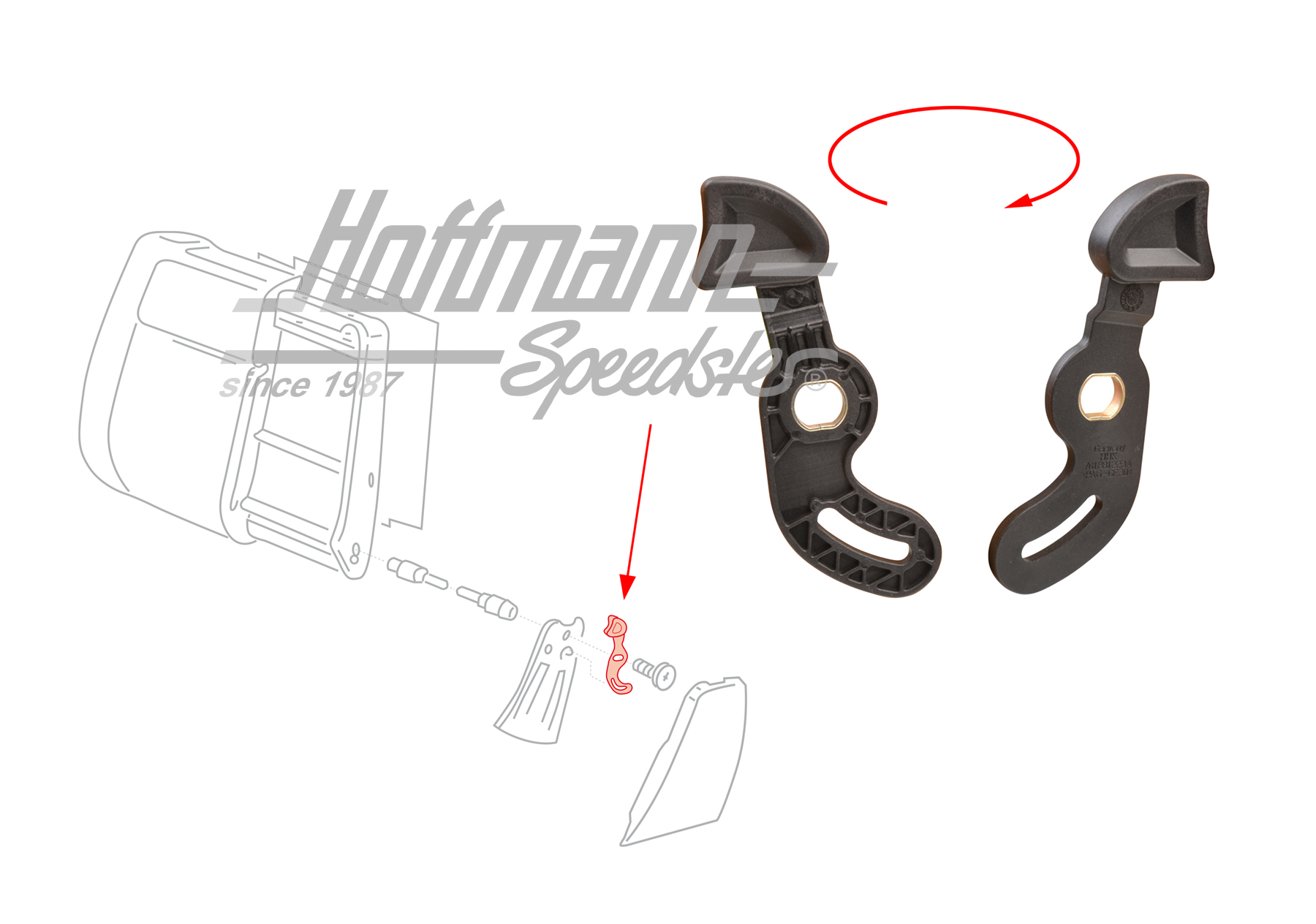 Locking lever, double bench, backrest, left | 701 881 223 A 01C | 408-2284-01