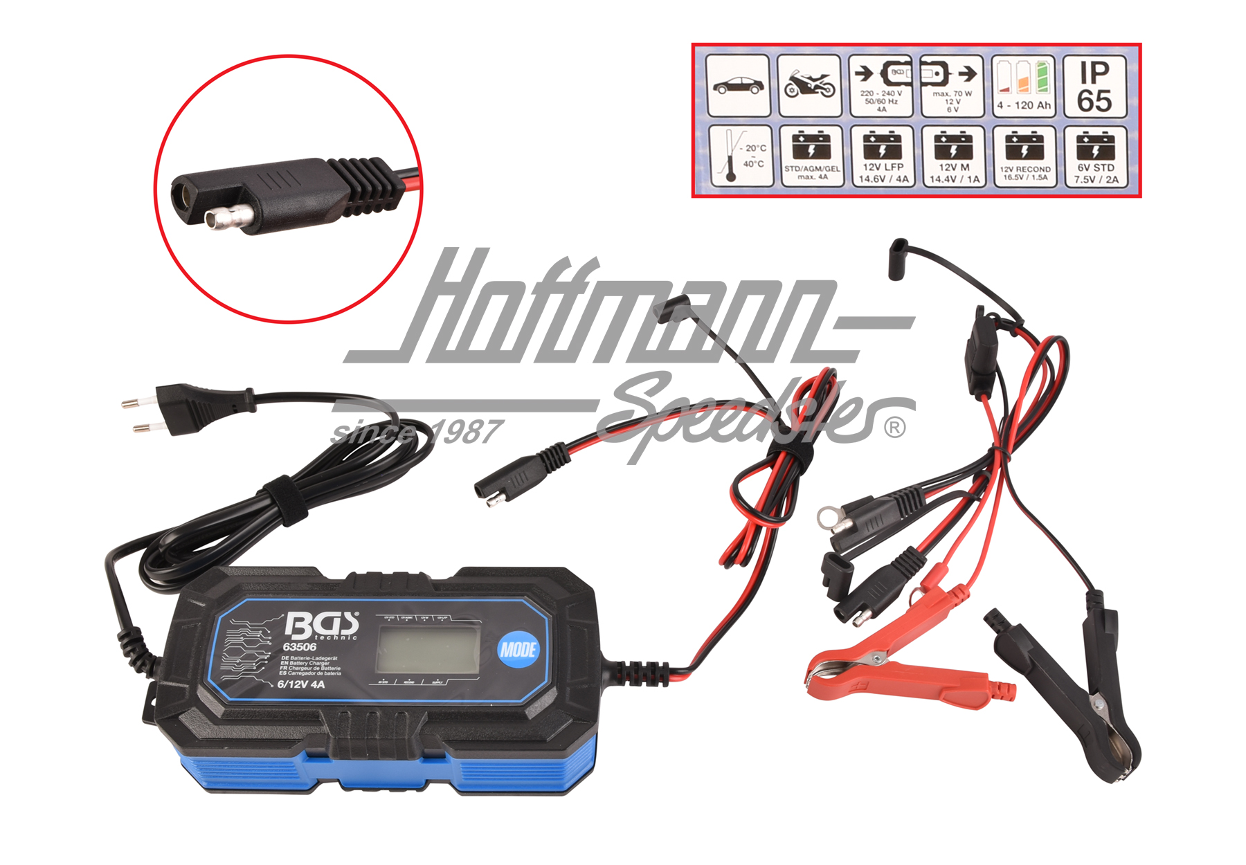 Battery charger, digital, 6V/12V, 4A | --- --- --- | 027-0930-05