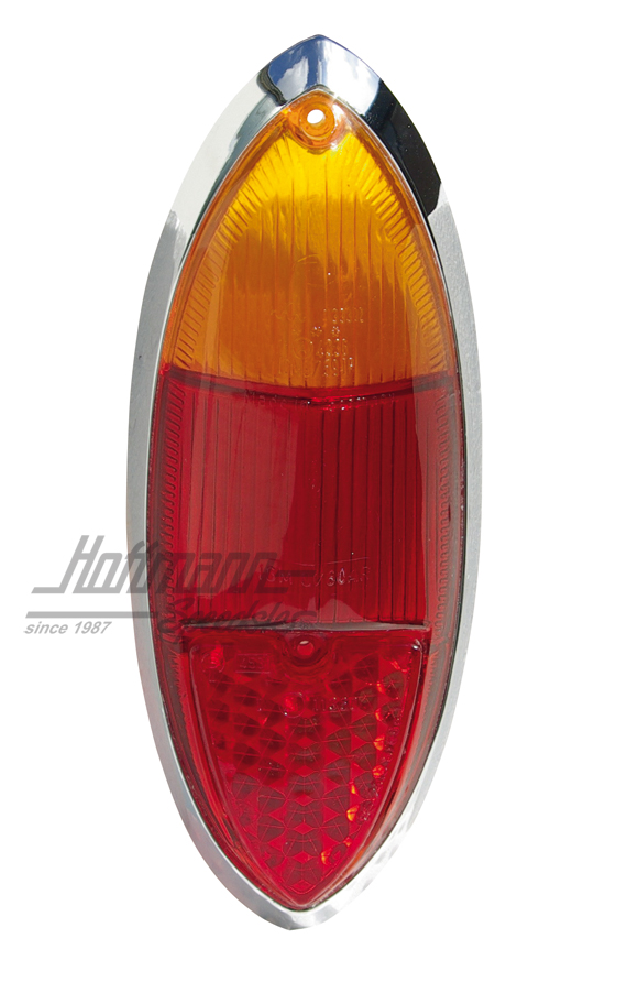 Tail-light lens, Karmann Ghia, chromed frame, red/orange | 141 945 227 E | 063-2316