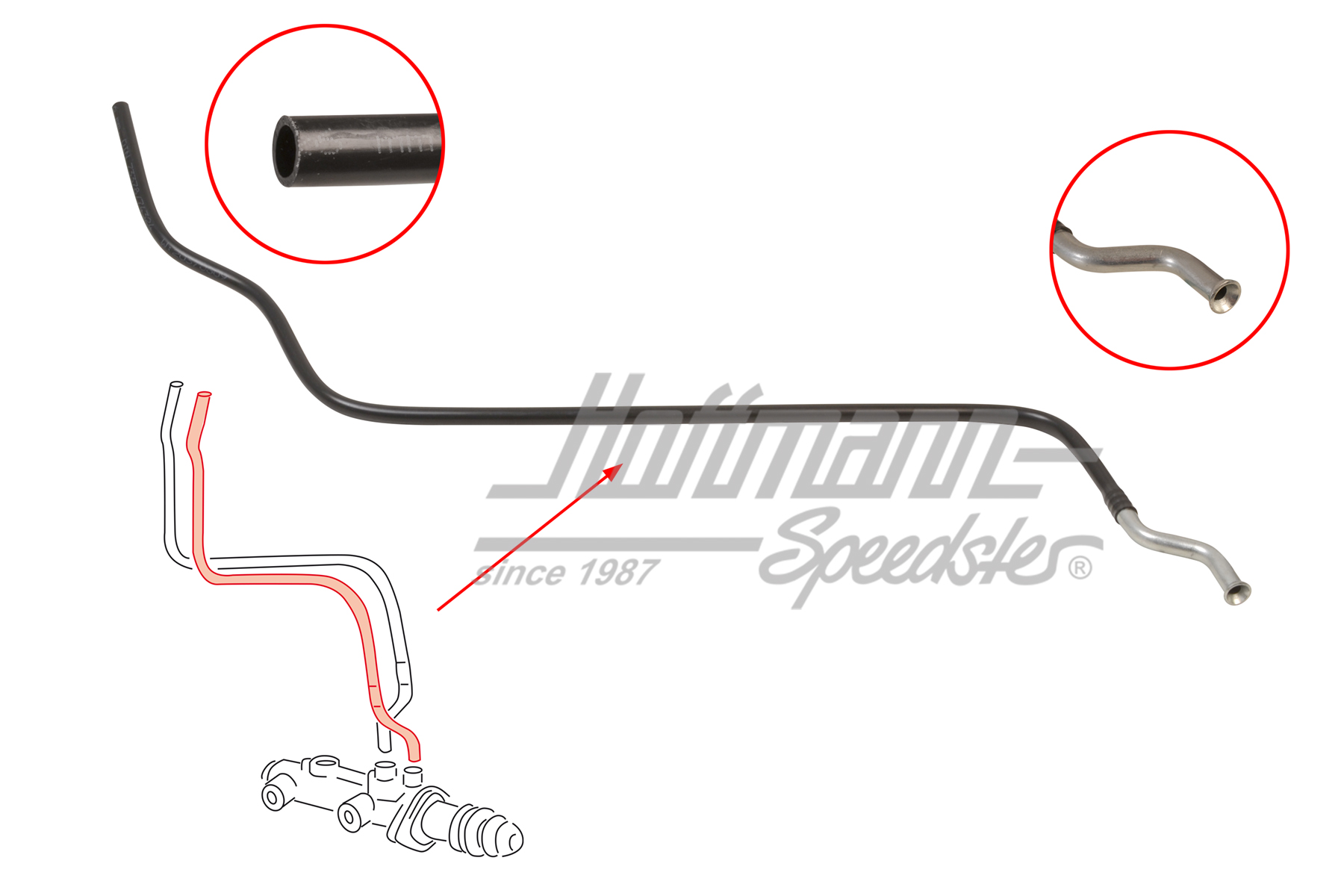 Pipe, master cylinder / reservoir, 911, rear                                                        