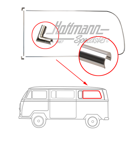 Ornamental frame, aluminium, side window, rear, divided, left | 241 853 347 | 097-1280-21