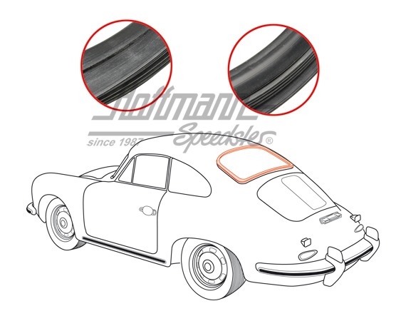 Rear window seal, 356 A/B Coupé, with groove | 644 545 901 00 | 510-6322