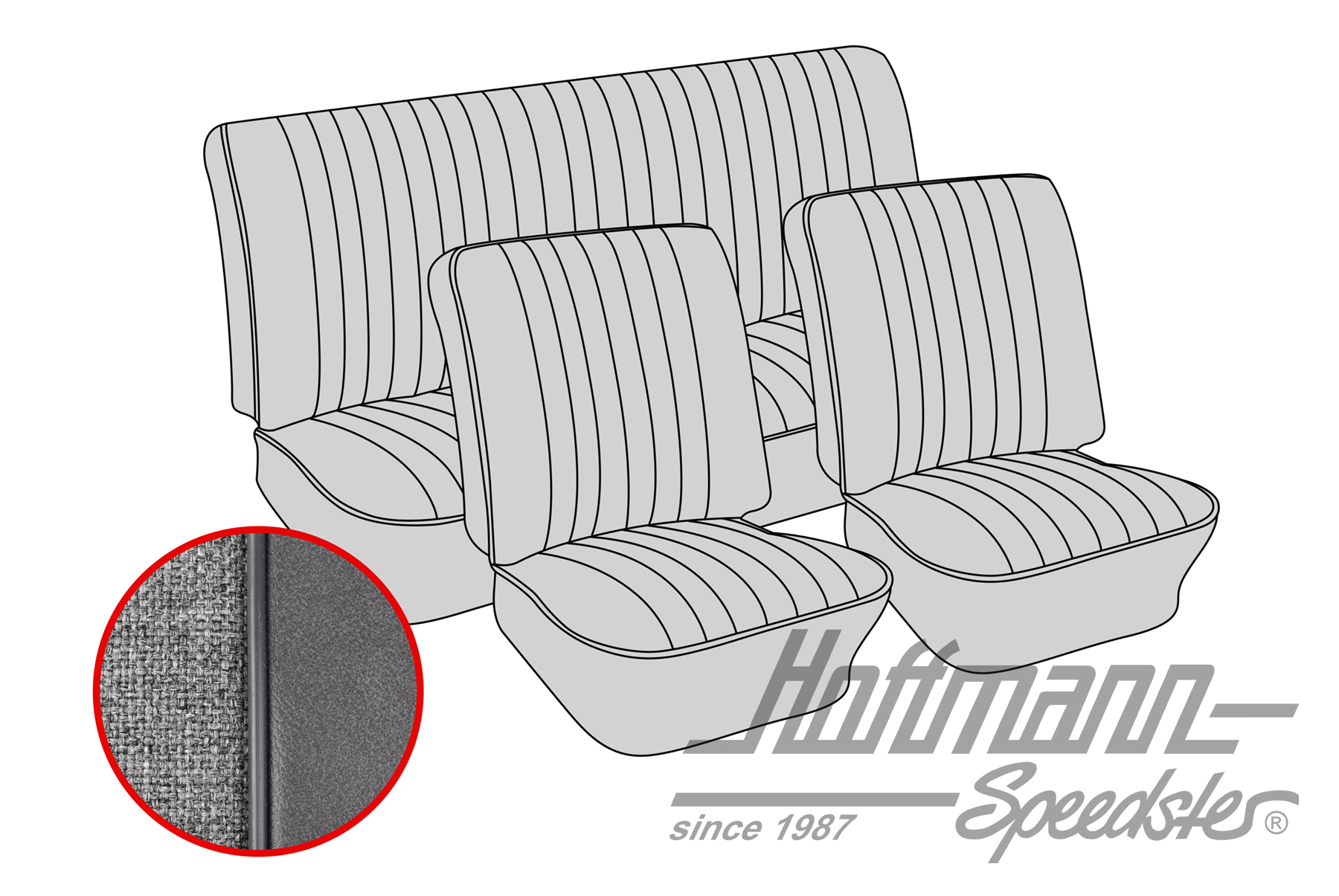 Seat upholstery, Sedan, 8.76-, Tweed, dark grey | 43-1129-21-71 | 055-5453