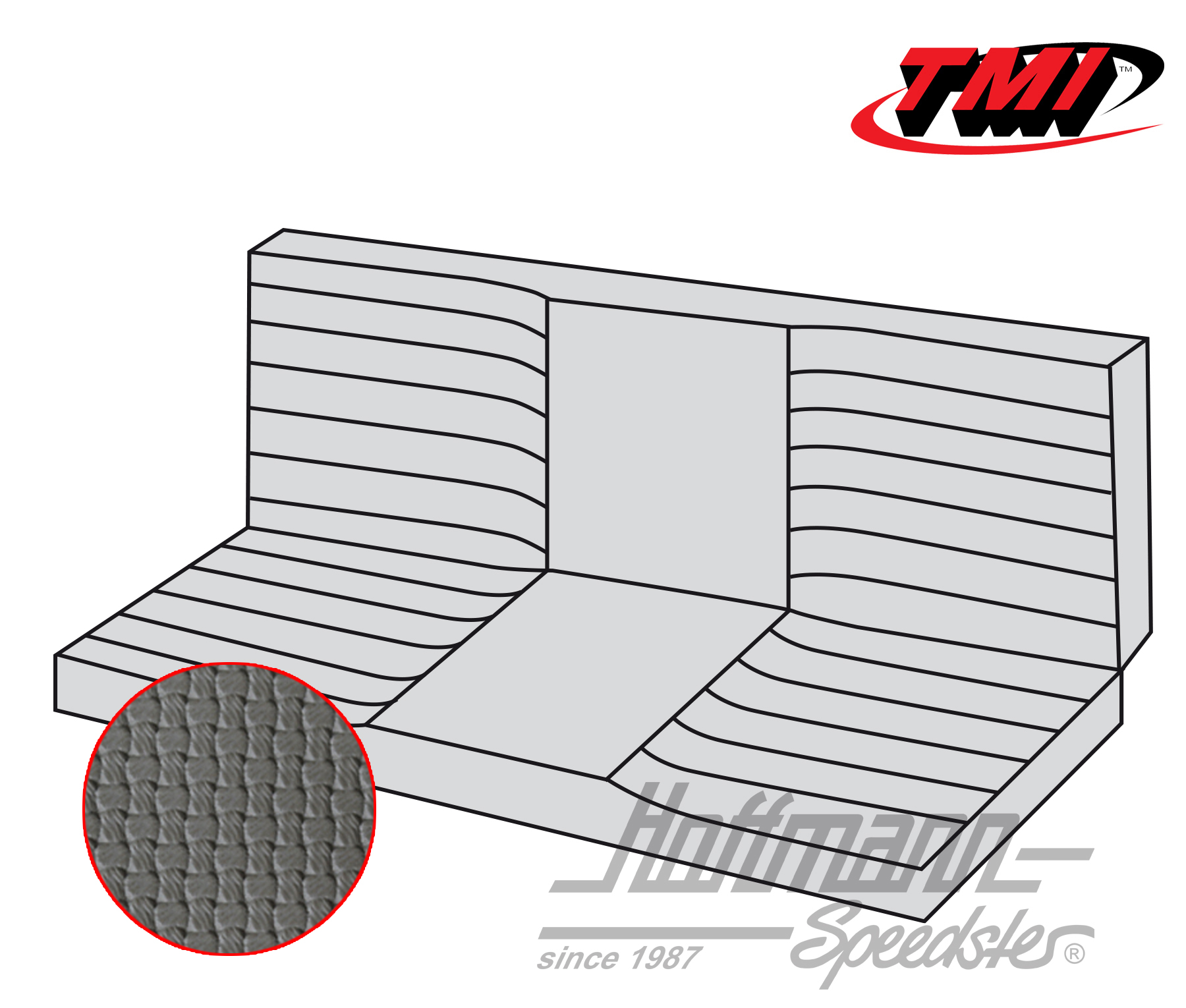 Seat-bench upholstery, Karmann Ghia Coupé, 71-74, grey | 43-1512-06 | 066-0083-35