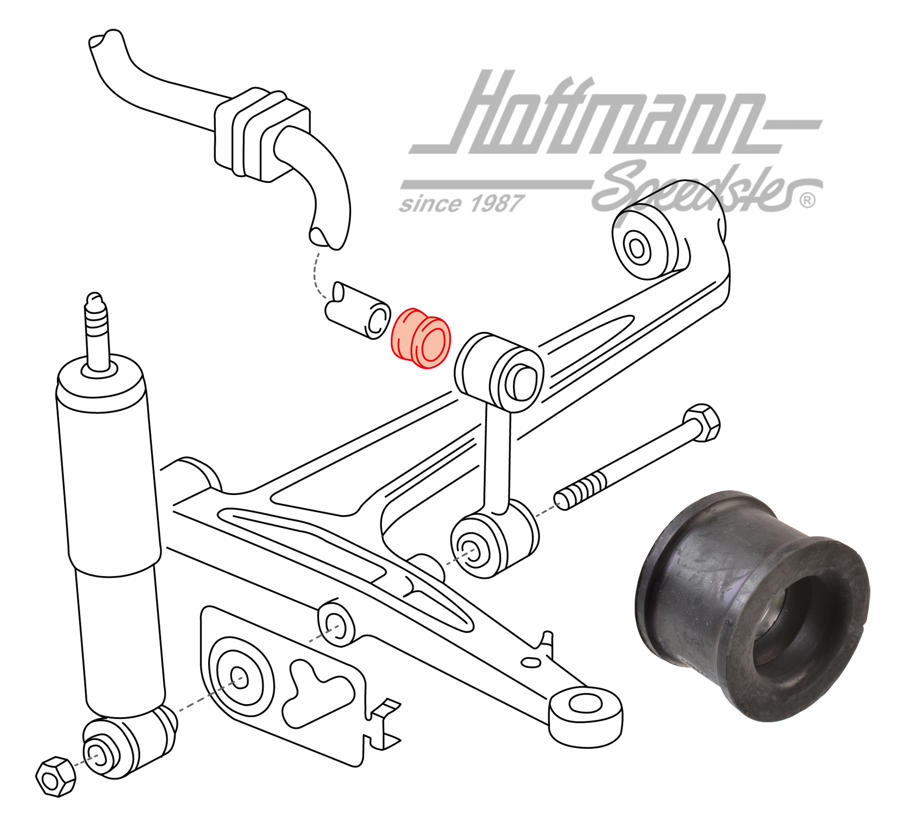 Rubber mount, coupling rod/stabilizer, 22.6mm | 7D0 411 045 | 404-0564