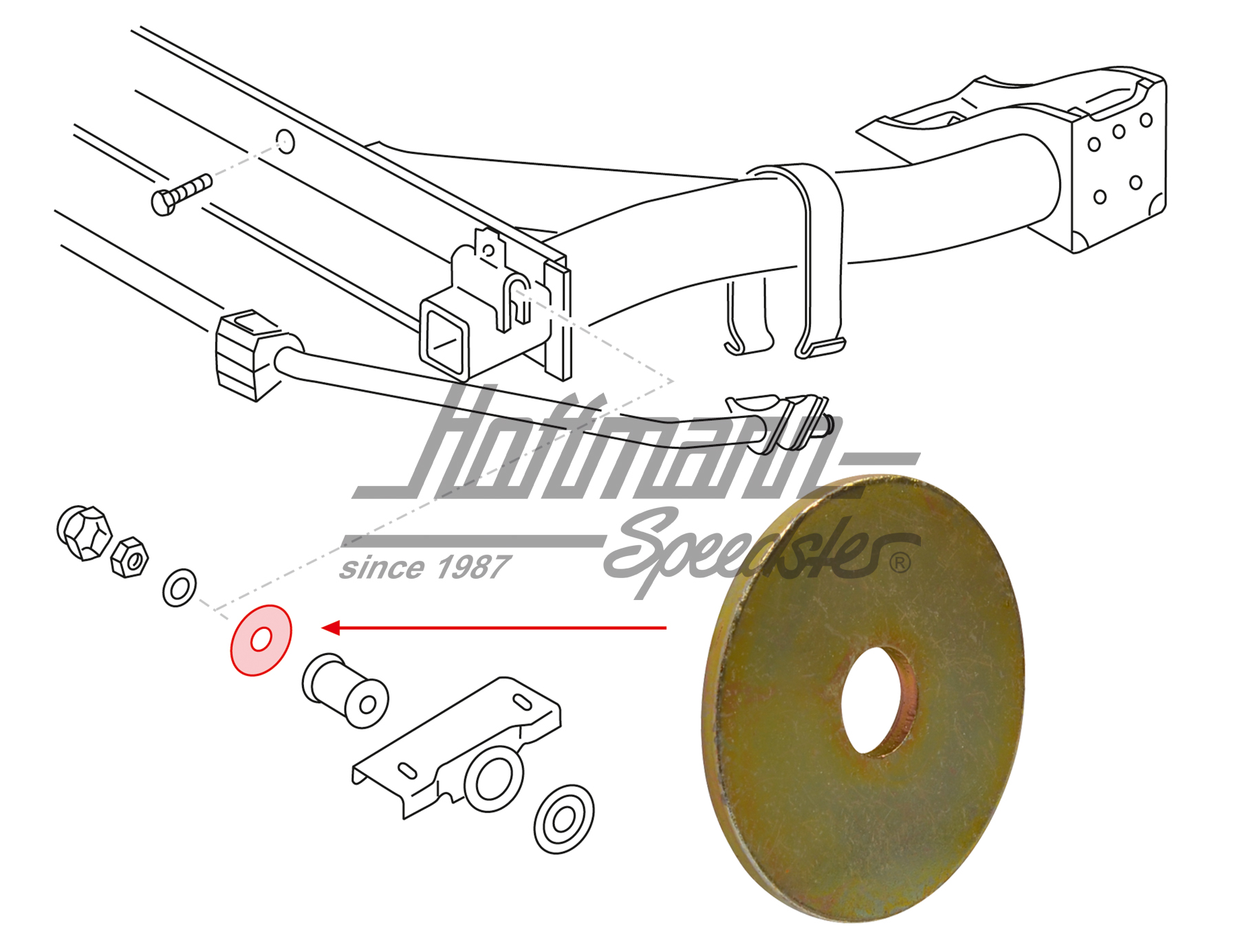 Washer, rubber mount, rear axle | 171 501 543 | 140-0929-10