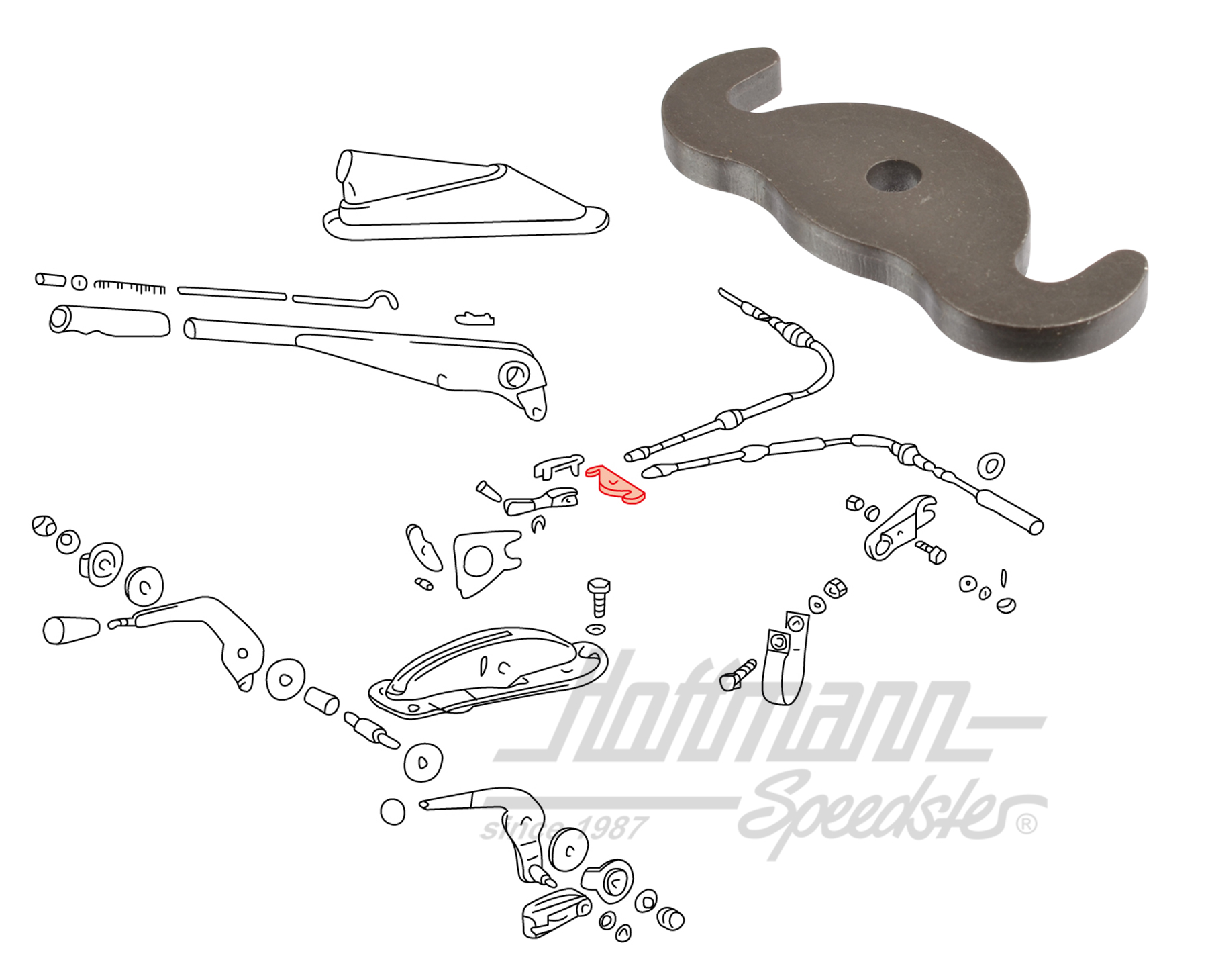 Cable rocker, hand-brake cable, 911/912                                                             