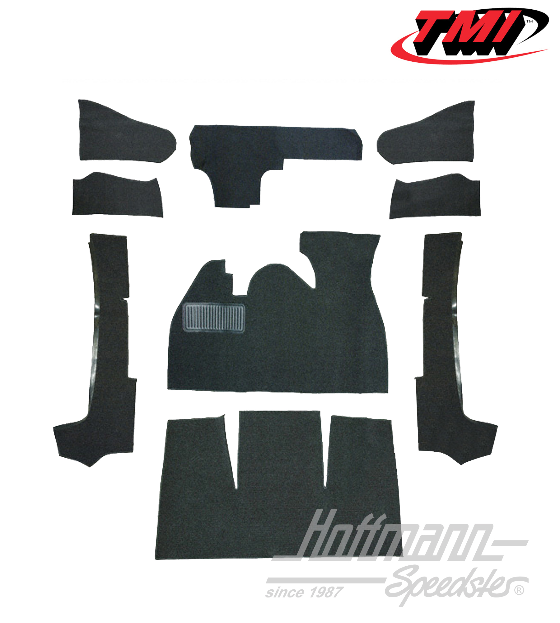 Carpet kit, Beetle Convertible, velour, black, 1302 | 34-F1320-801 | 055-7613