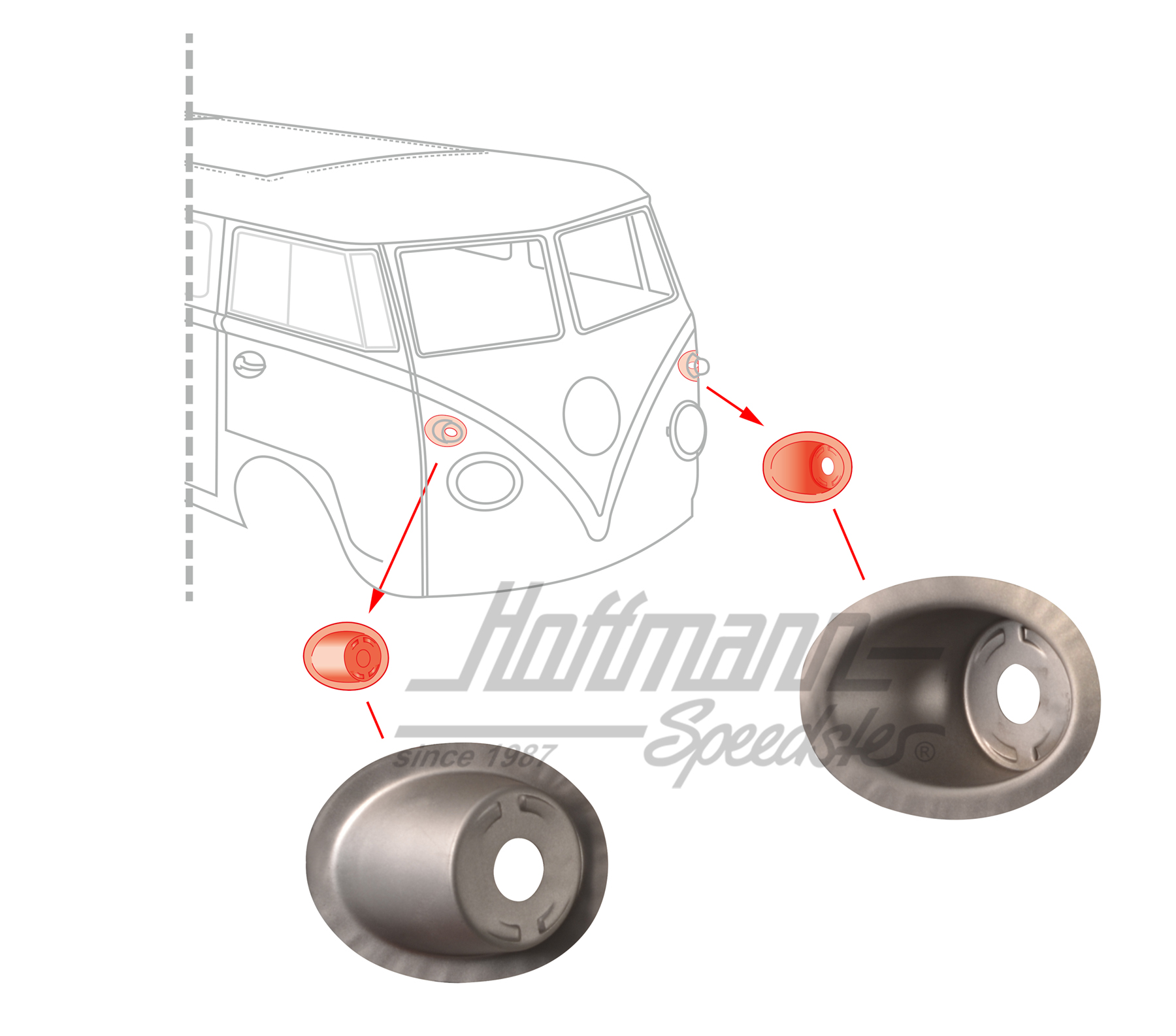 Support, turn indictaor, front, -7.63 (pair) | 111 953 045 | 095-0686-20
