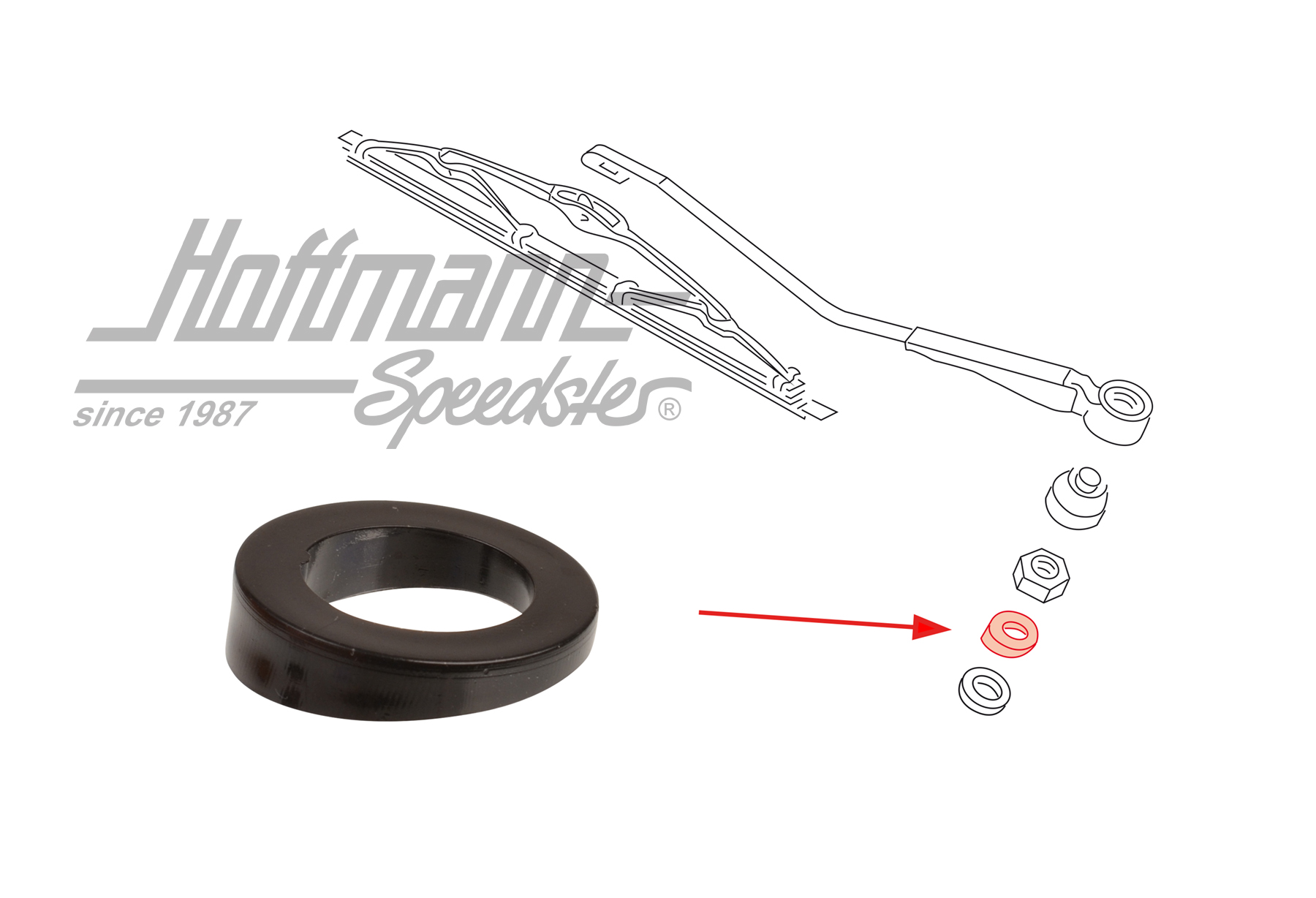 Spacer ring, wiper shaft
, rear | 171 955 733 | 190-5984-10
