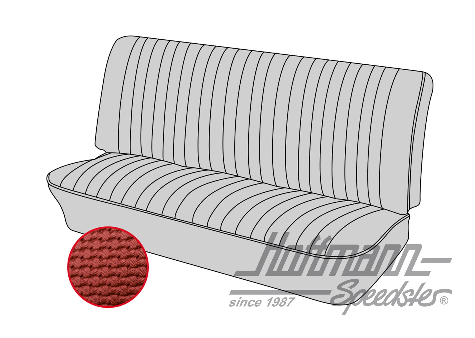 Seat bench cover, Type 3, 8.72-7.73

, red | 43-3214-07 | 069-9629-07