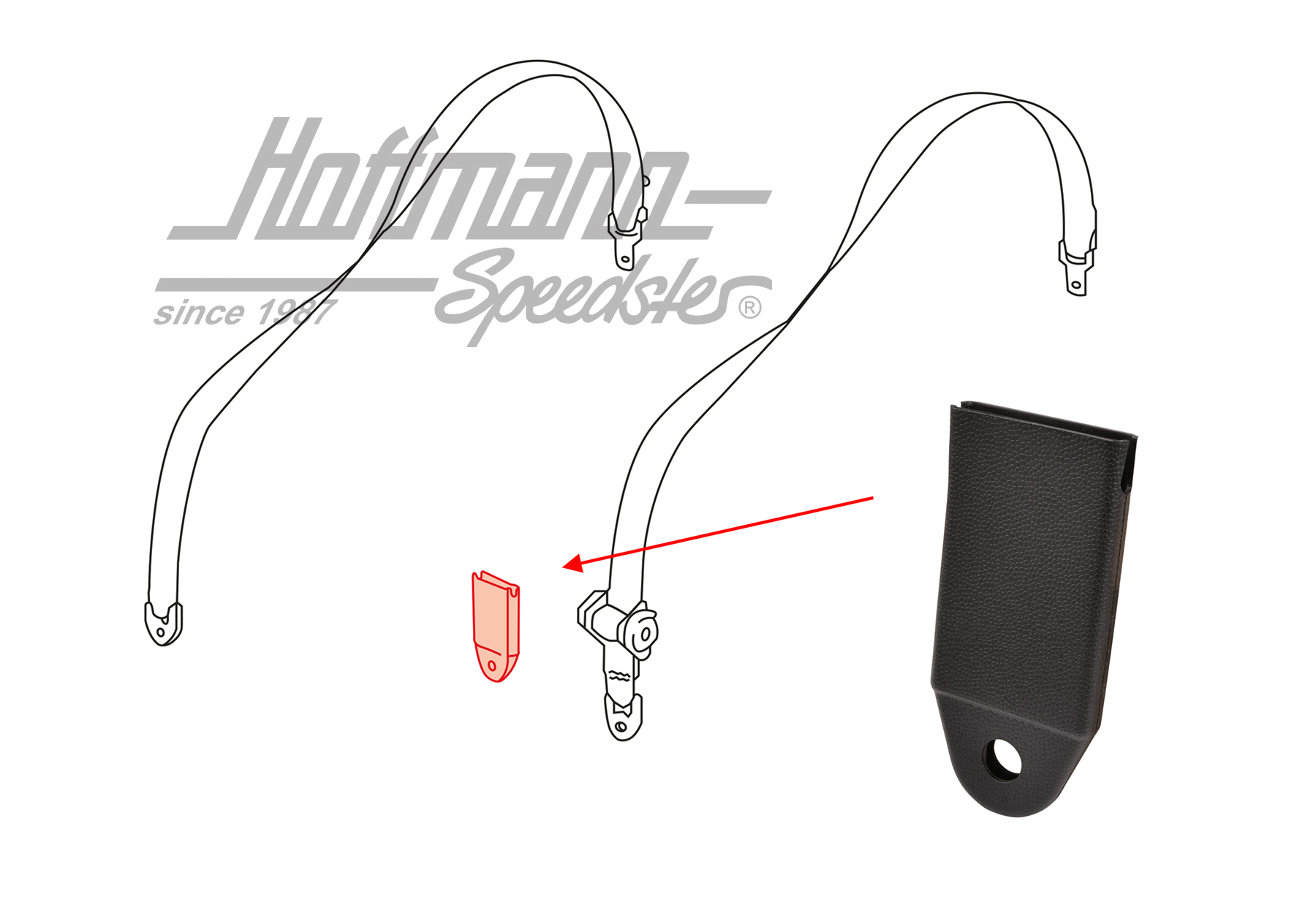 Cover, seat belt, rear, 76-98 | 477 857 750 B | 512-0510-06