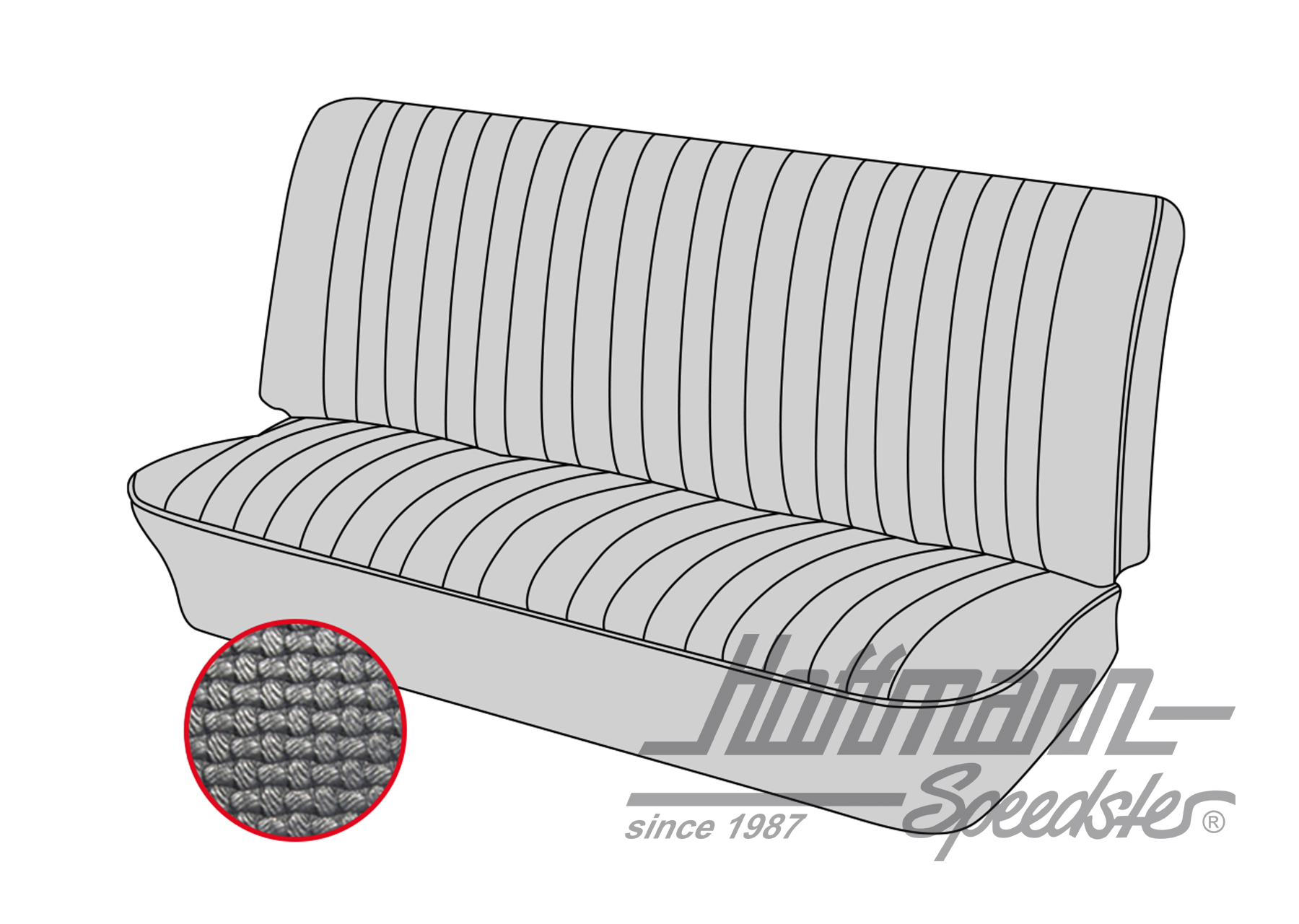 Seat bench cover, Type 3, 8.72-7.73

, black | 43-3214-01 | 069-9629-01