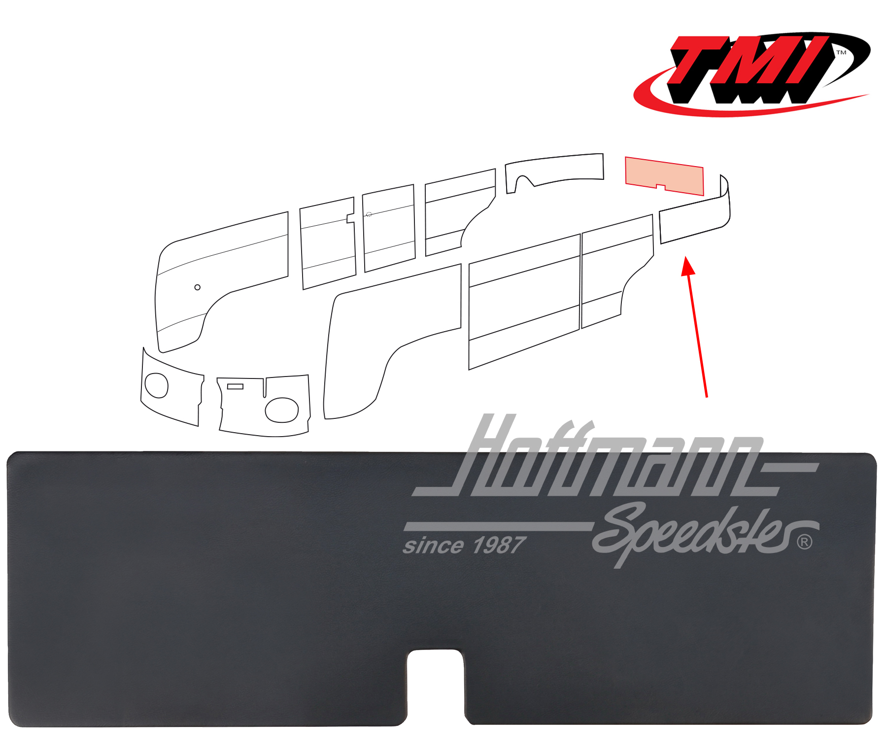 Hatchback trim panel, 3.55-7.63, black | 10-2108-11 | 098-0539-01