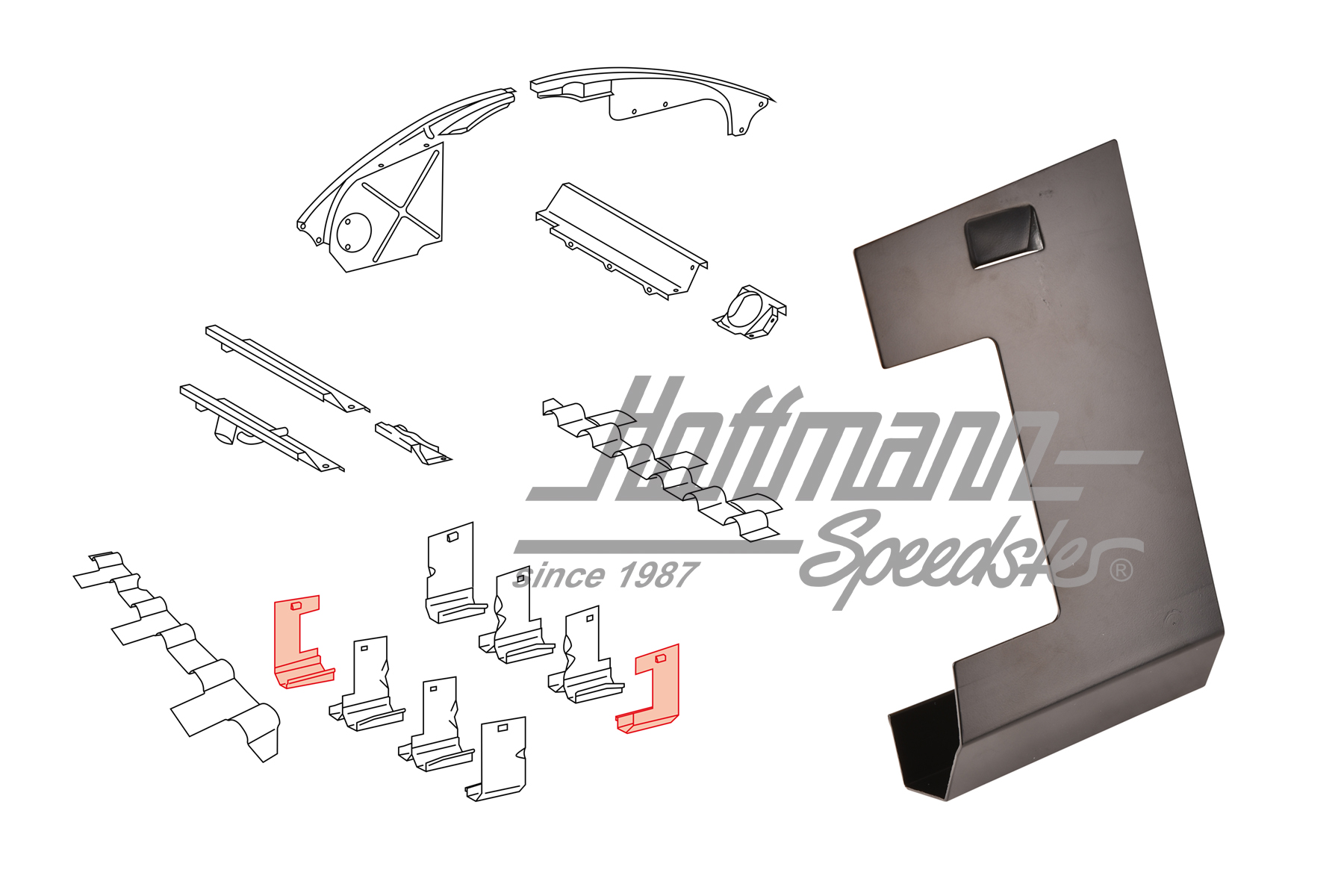 Heat deflector plate, F/L and R/R, 911/914/6 | 901 106 041 00 | 530-4030-31