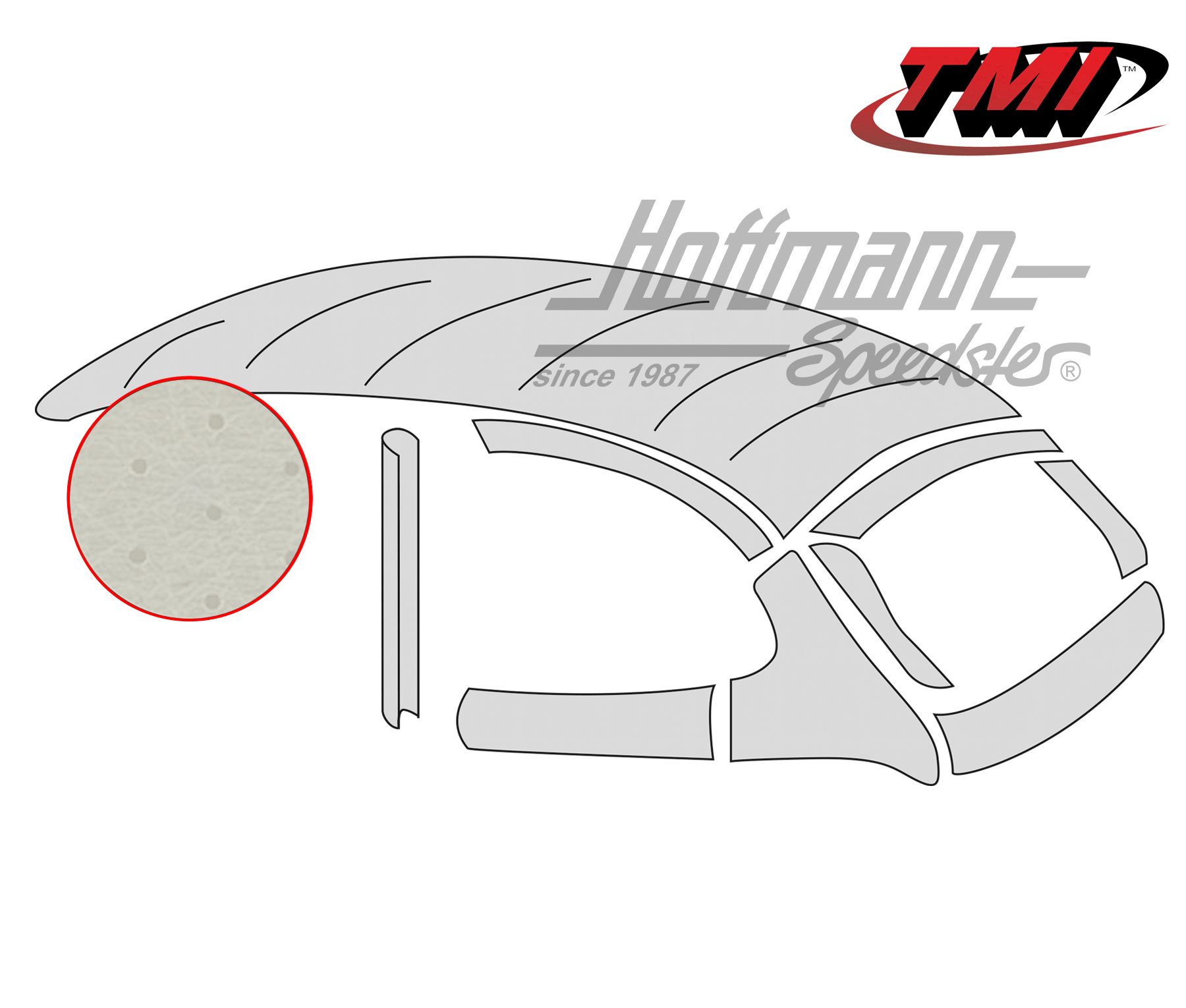 Headliner with metal sliding roof, original style, perforated, grey, 8.72- | 20-1113-46 | 055-7204-30