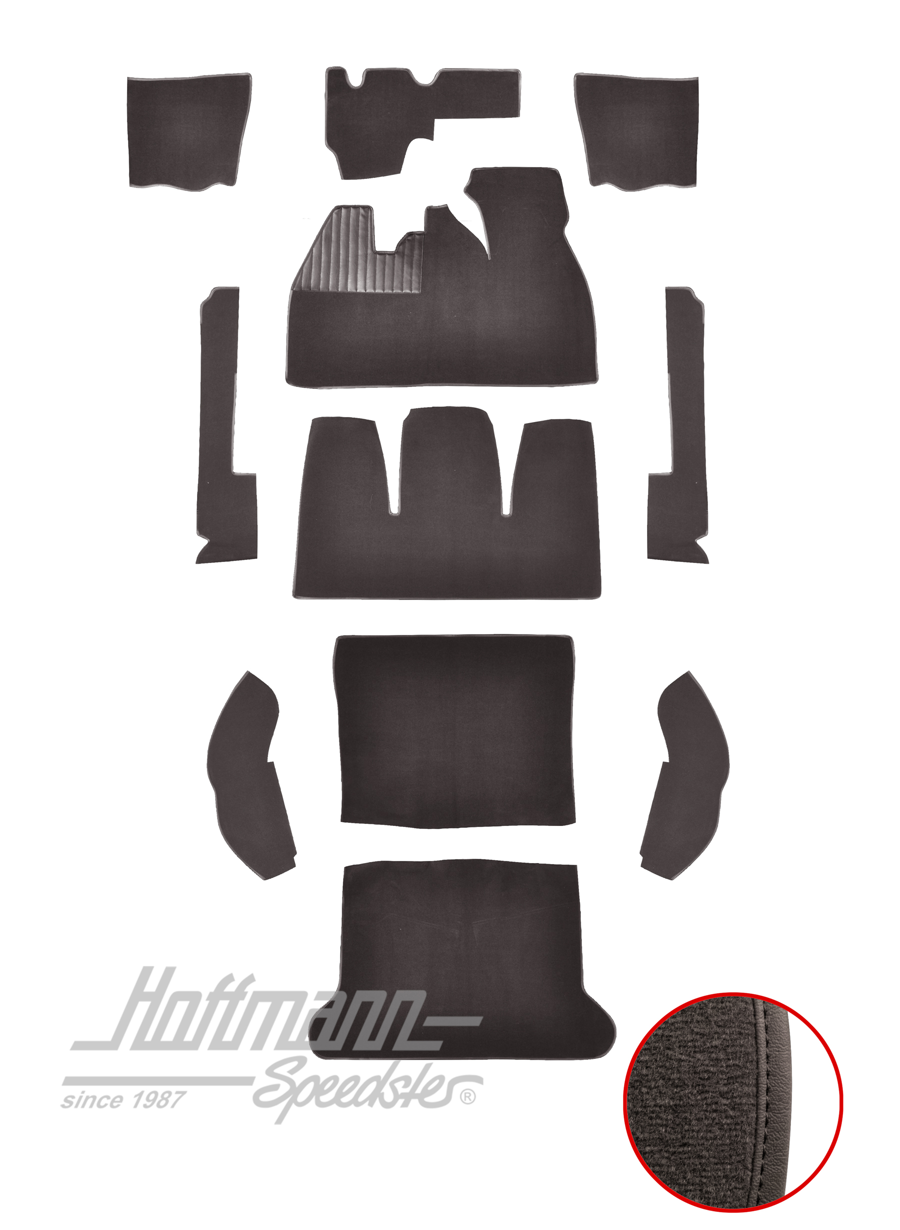 Carpet kit, Beetle Sedan, 8.61-7.68, charcoal |  | 026-5422