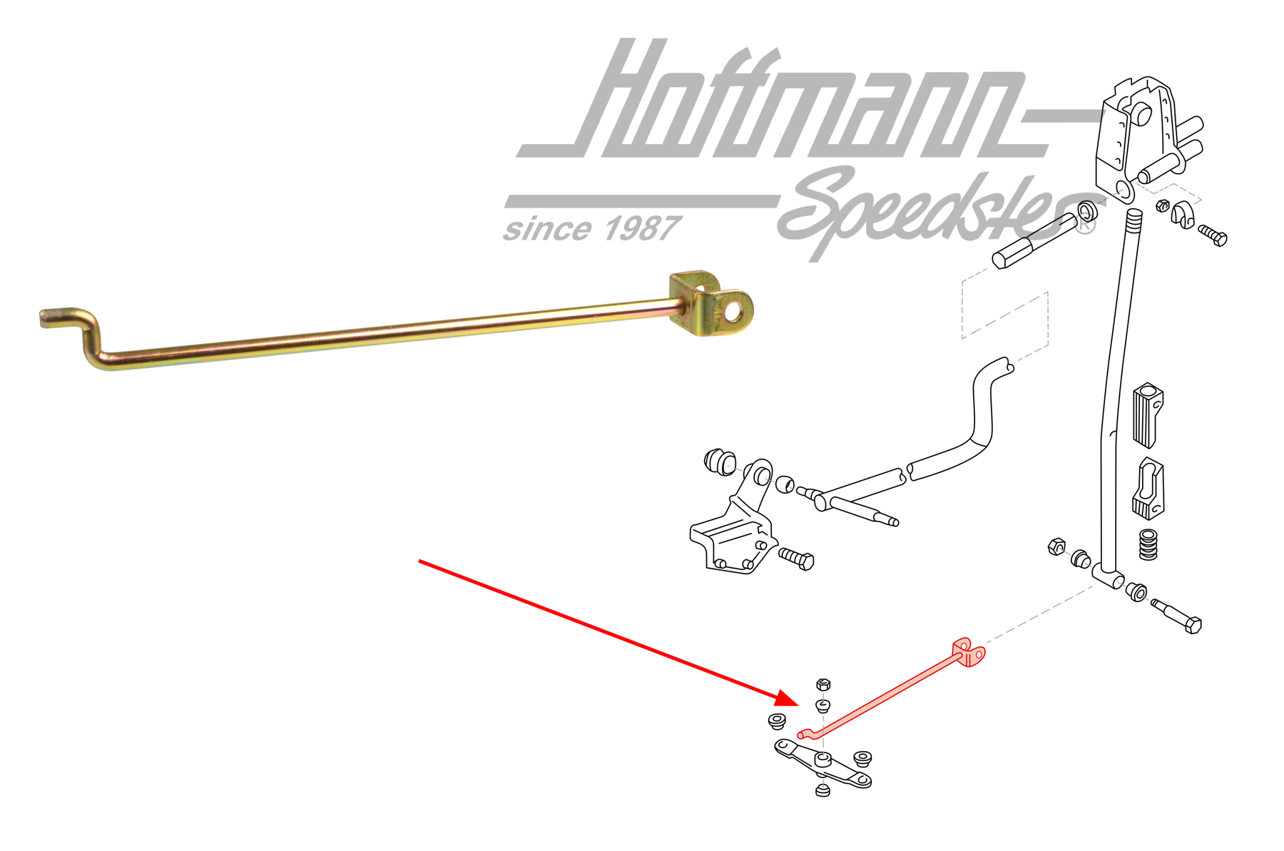 Shift rod, lower, shift lever, Bus T4 | 701 711 591 C | 407-2010-70