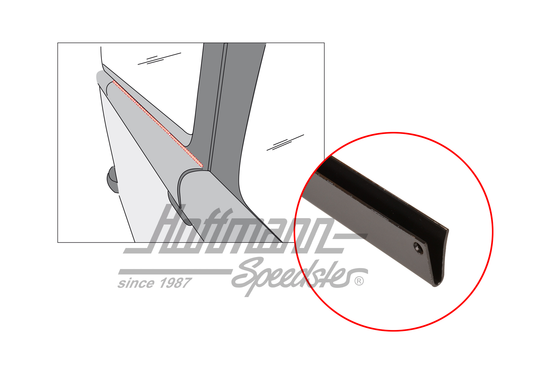 Clamping rail, side panel cover (short) | 211 843 818 kurz | 096-0558-20