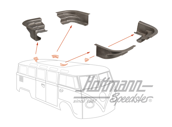 Corner pieces, folding-roof opening, Bus T1 | GM1275 | 095-0190