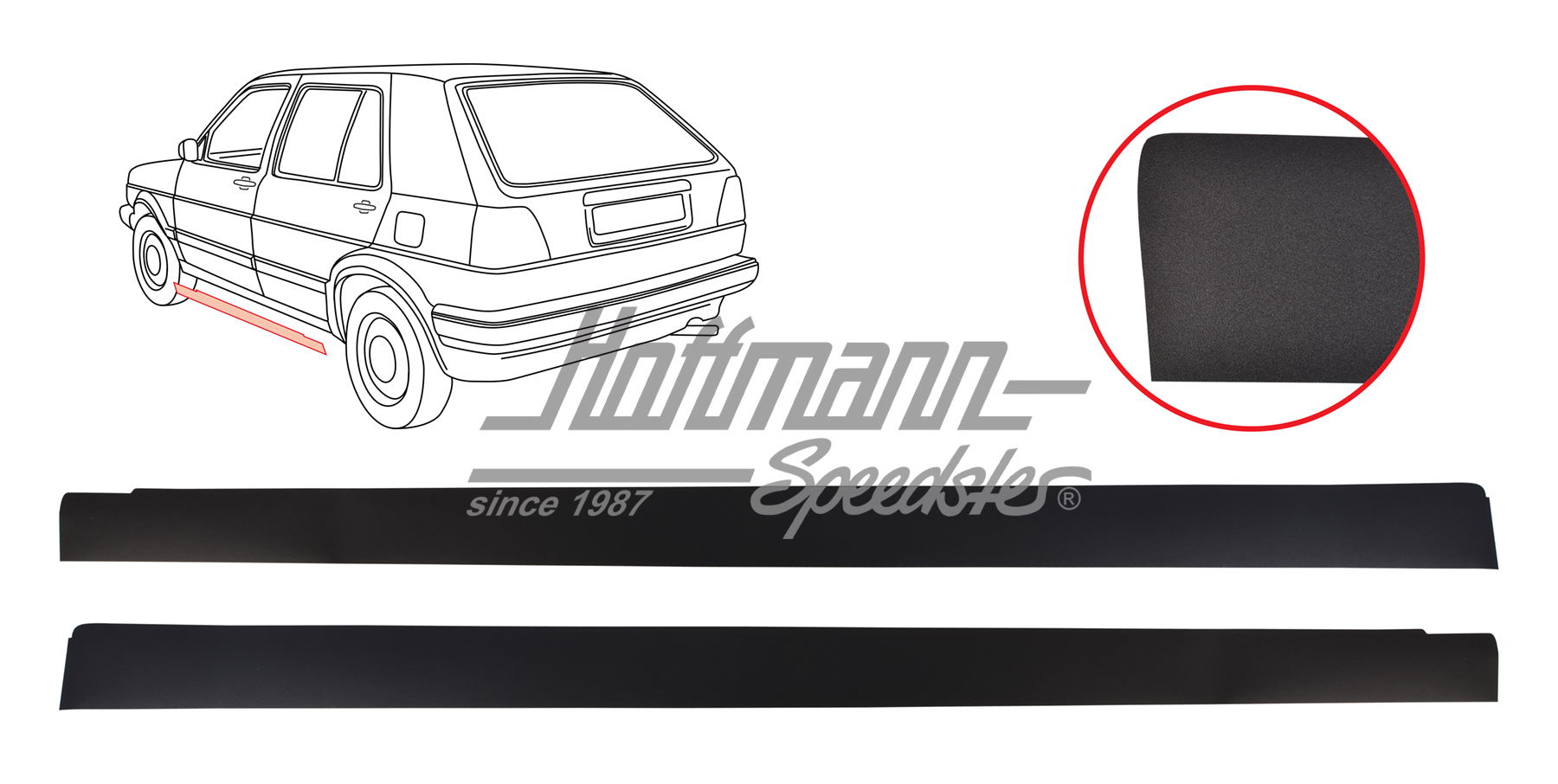 Trim strip, door sill, 4-doors, Golf 2 | 193 853 385 A | 208-6955