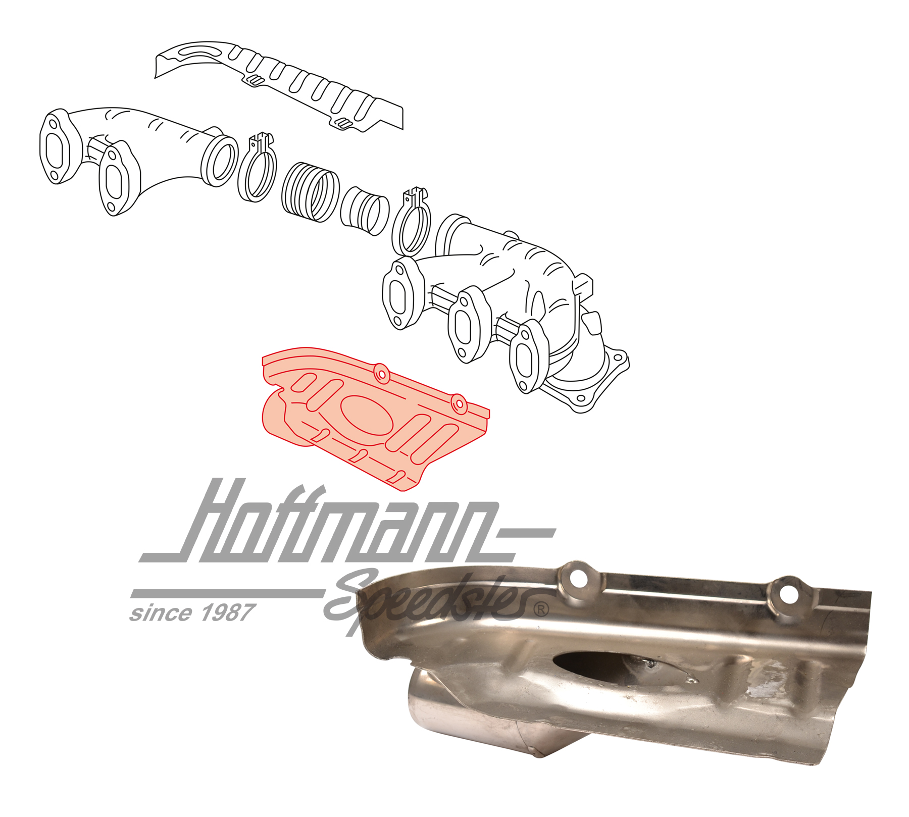 Heat deflector plate, exhaust manifold
, 2.5, lower | 023 253 042 A | 402-0004-02