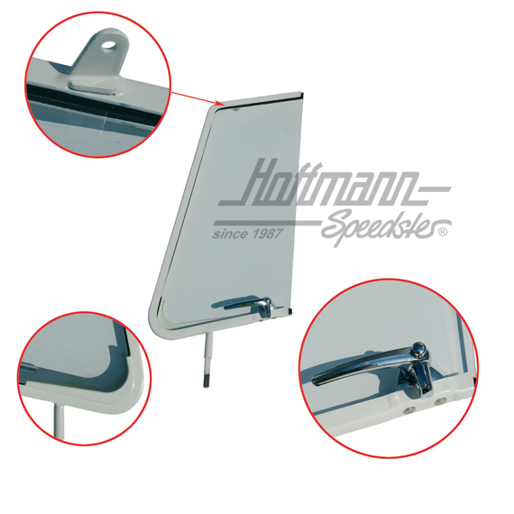 Vent-window, complete, clear, Bus T1, 55-67, right | 211 837 606 A | 089-0008-02