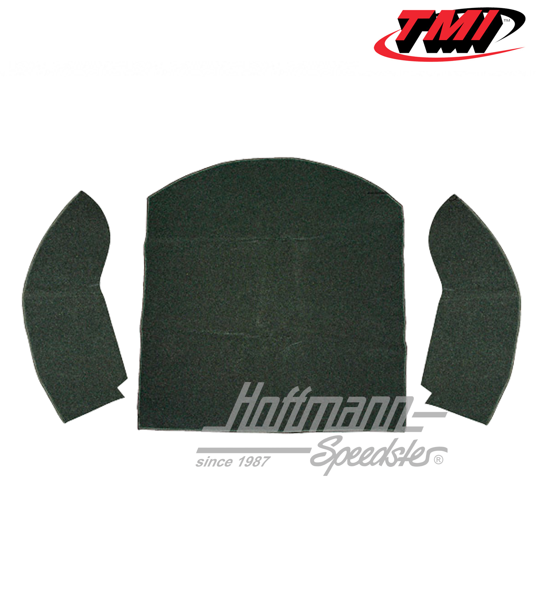 Rear well carpet kit, Convertible, velour, black, 8.55-7.72 | 34-R1316-801 | 055-7640