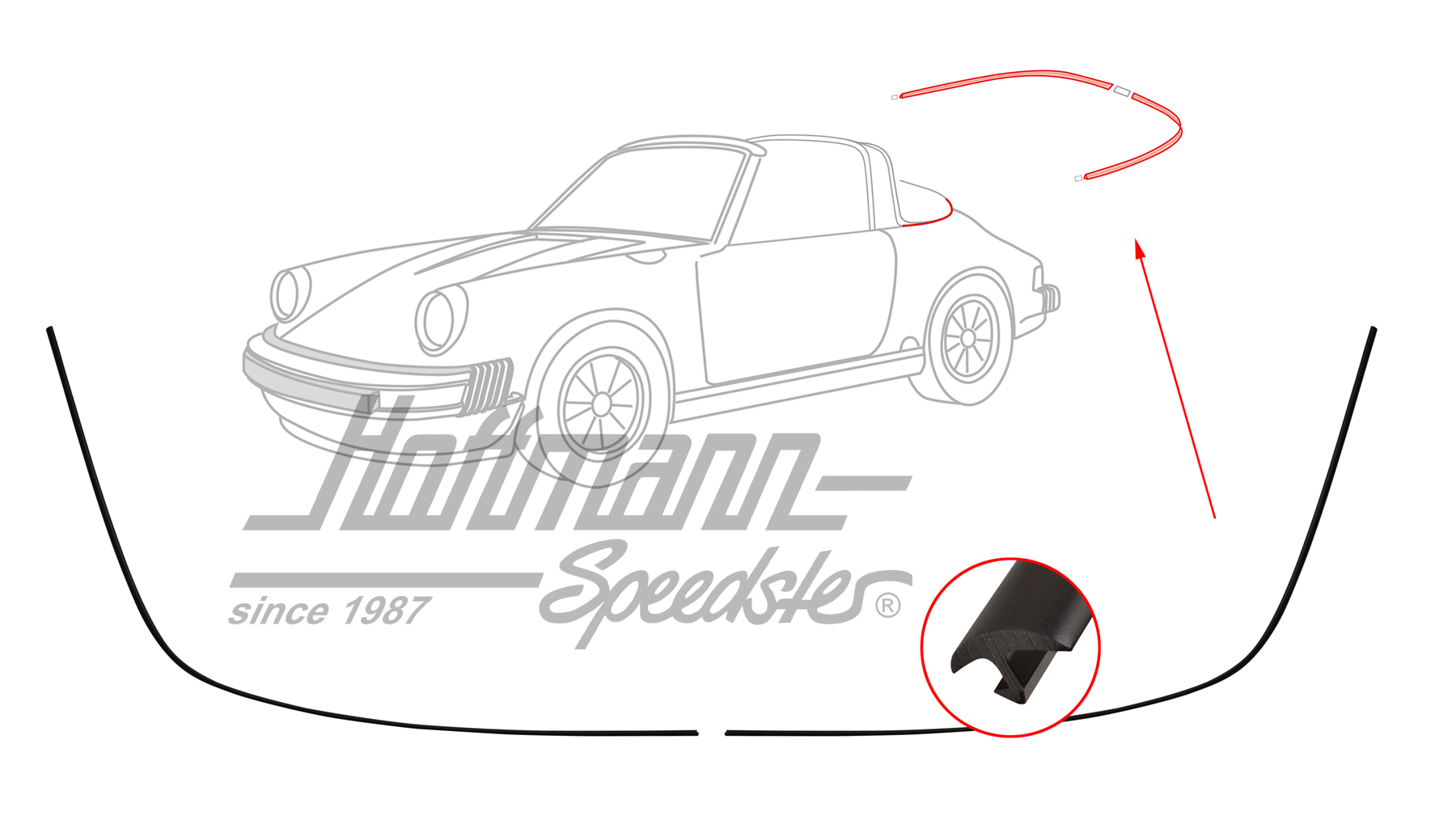 Molding, rear window, Targa, black                                                                  