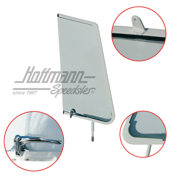 Vent-window, complete, clear, Bus T1, 55-67, left | 211 837 605 A | 089-0008-01