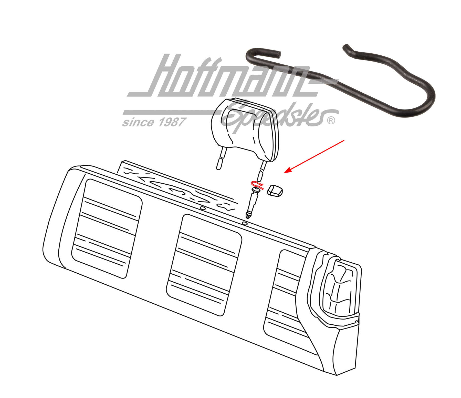 Clamp, headrest fastener, Bus T3/T4 | 253 885 635 A | 360-6130-08