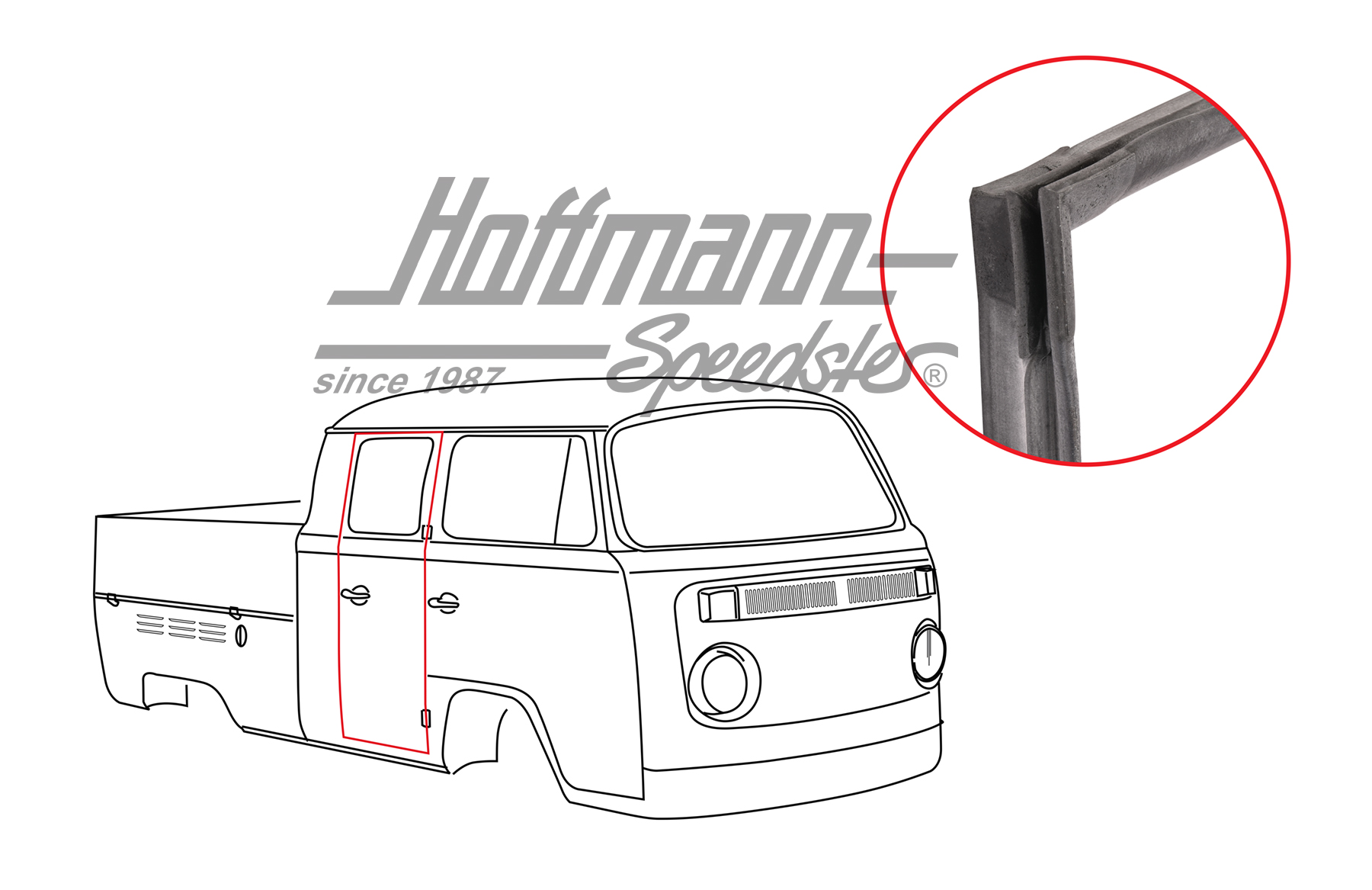 Door seal, Double Cab, rear, Bus T2 | 268 841 817 | 090-6104