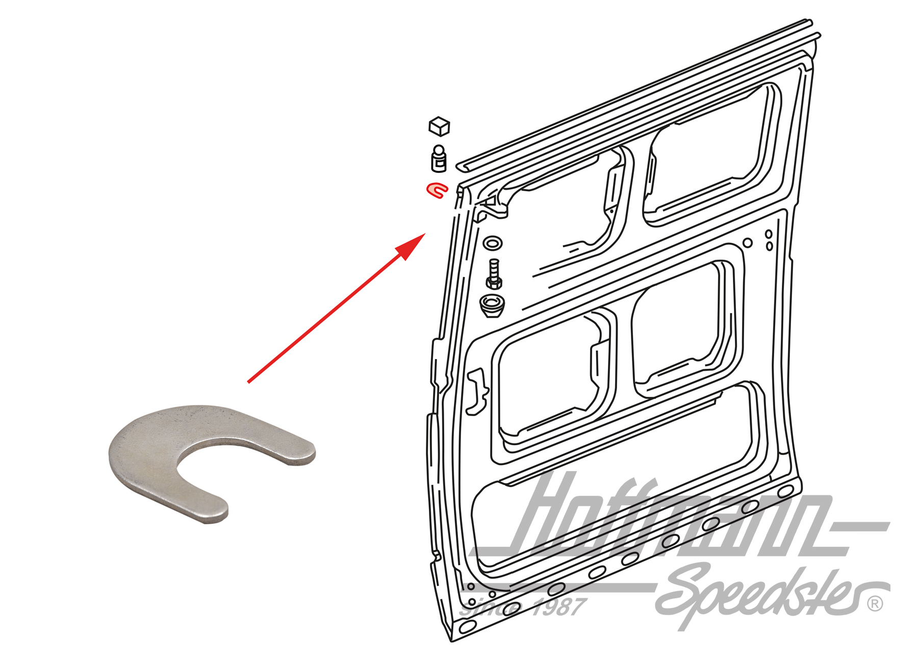 Compensating plate, sliding door, Bus T3 | 251 843 448 | 360-4015-23