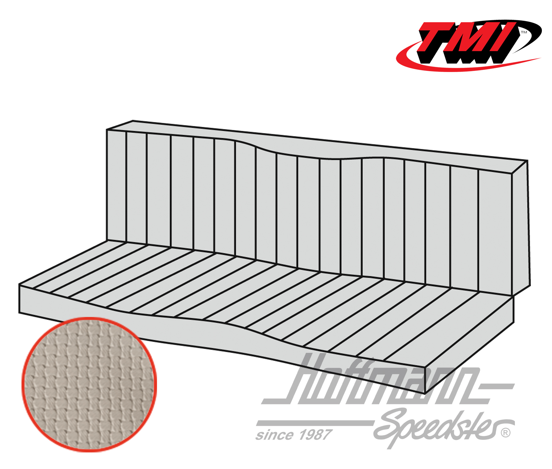Seat-bench upholstery, Karmann Ghia Coupé, 55-71, off-white | 43-1511-05 | 066-0082-50