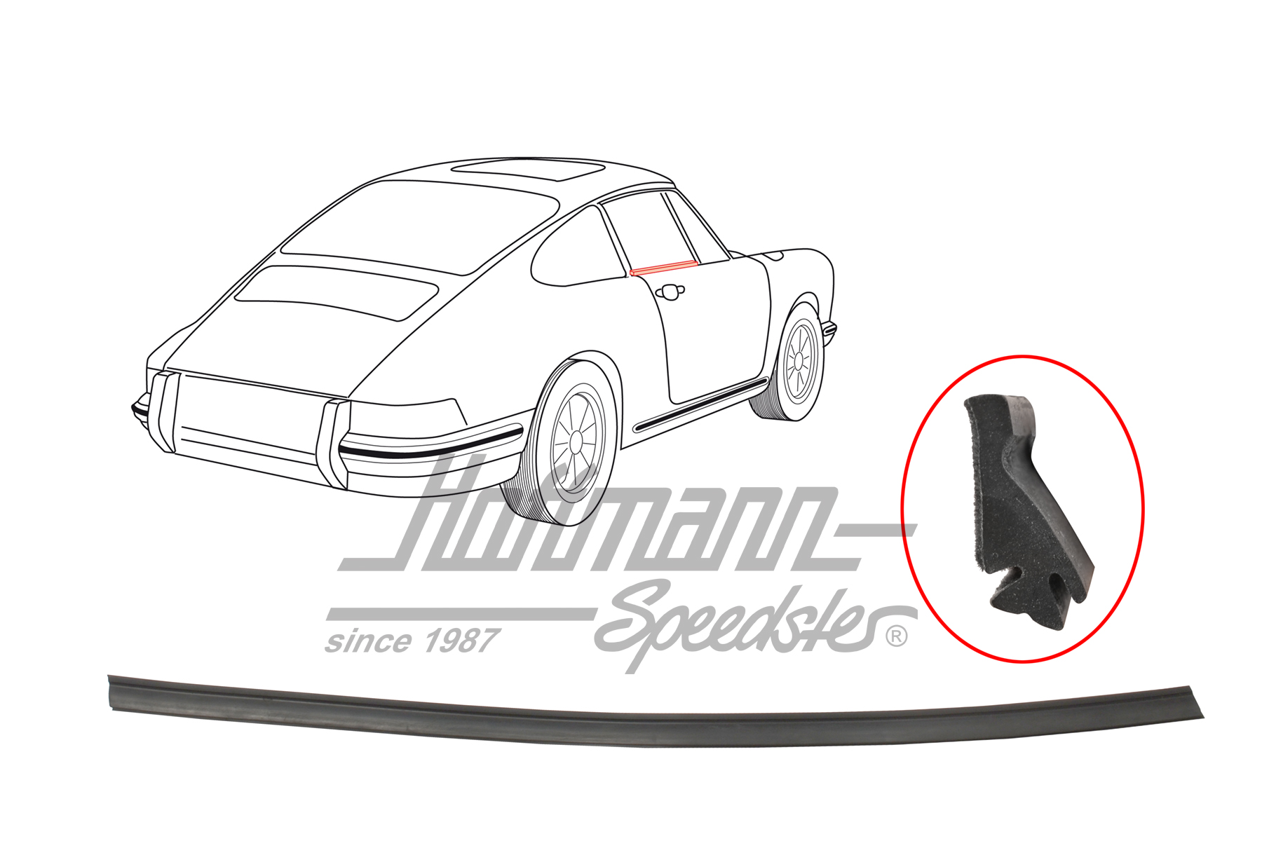 Seal, door window, 911 Coupé, right                                                                 